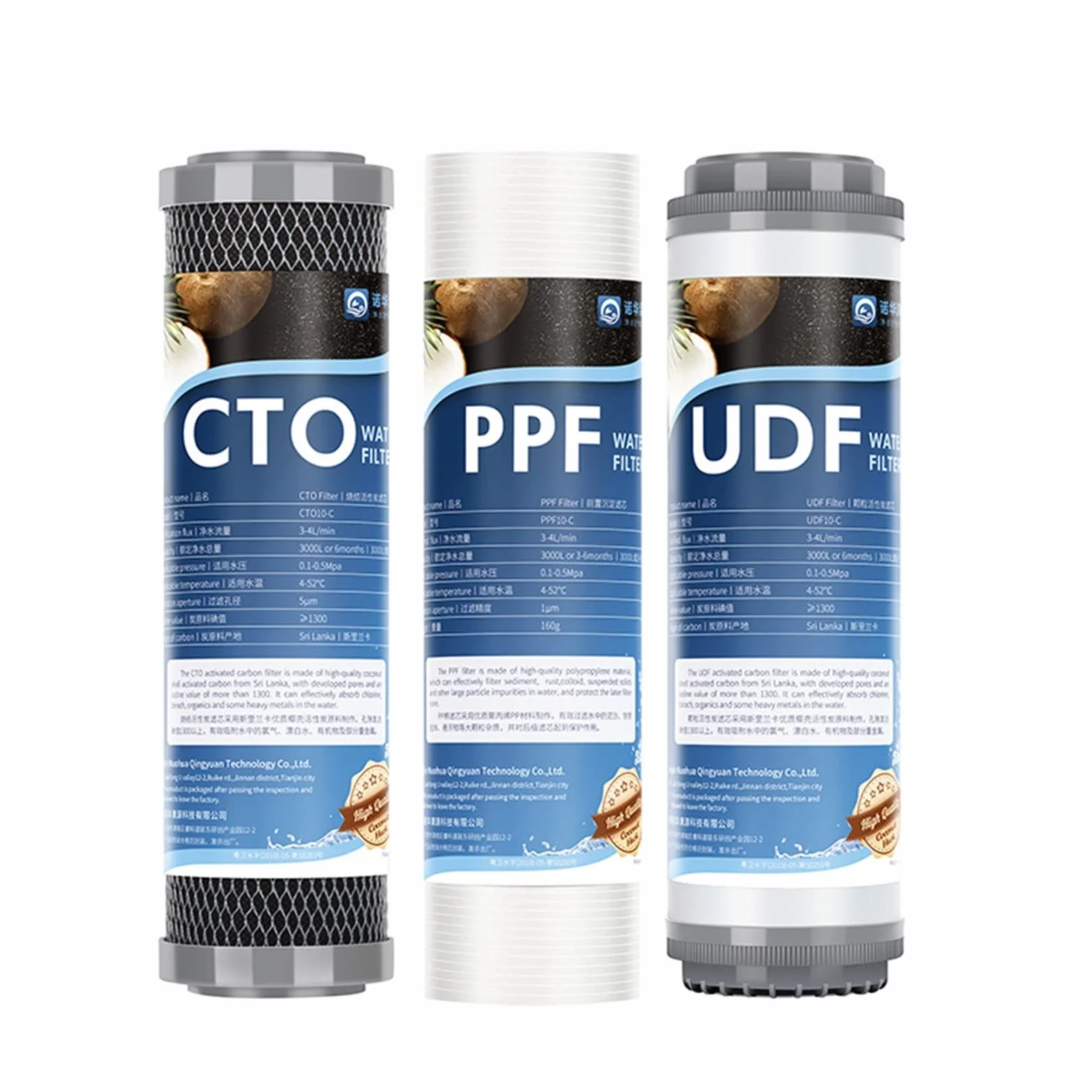 Filtr wodny Wkład filtra wody T33, bawełna PP, UDF odpowiedni do obudowy filtra wody, wkład T33, wymiana systemu membrany Ro Łatwy w instalacji i bez wycieków(Set2)