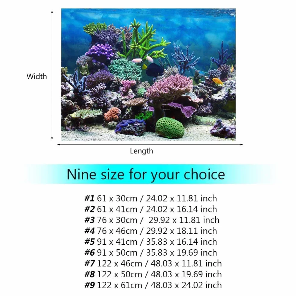 FILFEEL Dekoracje akwarium tło PCW samoprzylepny plakat podwodny koral 76 x 30 cm