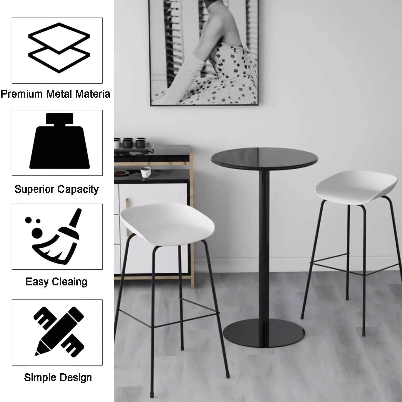 Nowoczesny okrągły metalowy stół barowy na koktajl kawa herbata jadalnia kuchnia biurko mały akcent stolik nocny do domu bistro pubu sofa stolik boczny/końcowy biały czarny złoty 70 x 70 x 104 cm