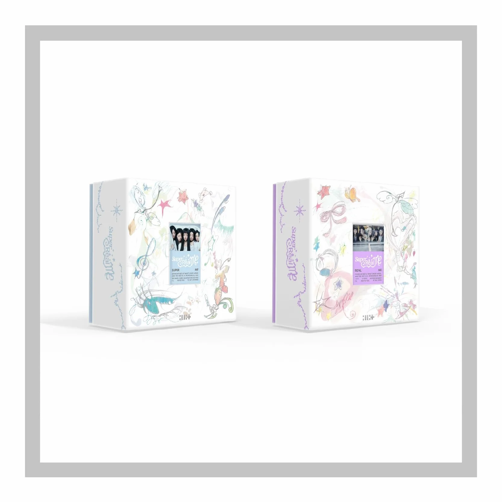 DREAMUS ILLIT Super Real ME 1. mini album CD + plakat z tekstami na opakowaniu, fotoksiążka, fotokartka, fotokartka, naklejka + magnes papierowy, ozdoby papierowe, śledzenie zamknięte (zestaw (Super
