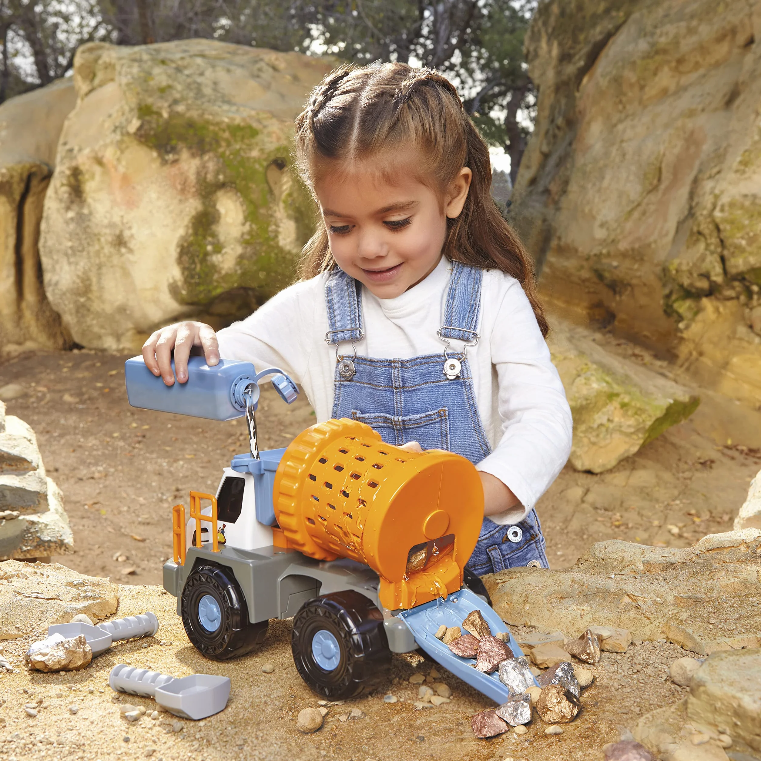 Little Tikes Big Adventures Metal Detector Mining Truck STEM Toy - Pojazd z Działającym Wykrywaczem Metali, Bębnem do Skał, Łopatami i Zbiornikiem na Wodę - Dla Dziewczynek i Chłopców w Wieku 3+