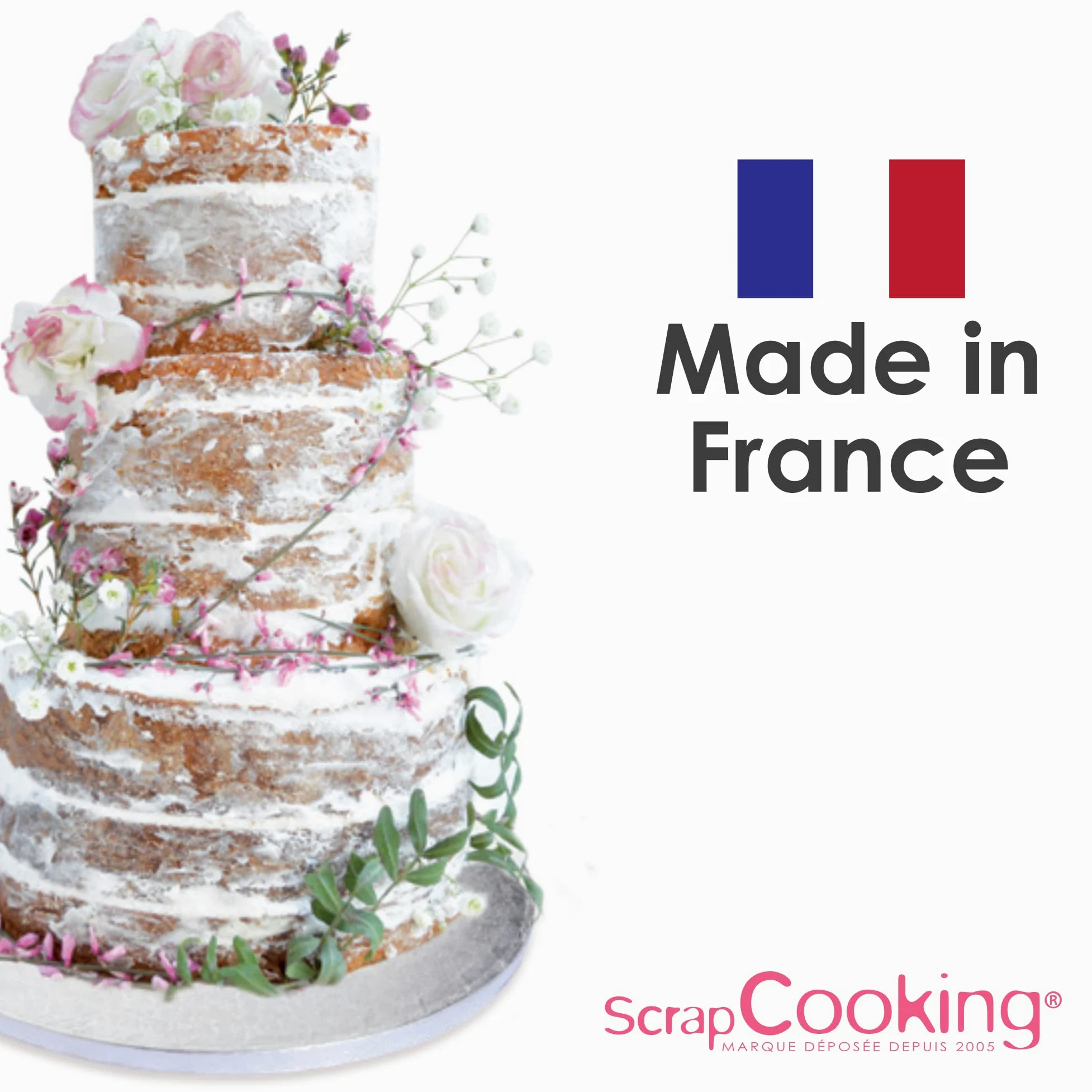 ScrapCooking Gruby okrągły stojak na ciasto, średnica 30 cm, kolor srebrny, blat wielokrotnego użytku, tarcza z deską, twarde ciasta, wyprodukowano we Francji, 5206