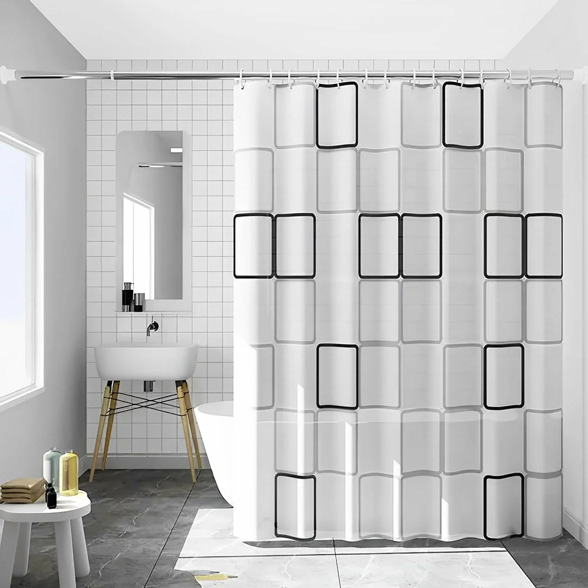 Odporna na pleśń wodoodporna zasłona prysznicowa, 200 x 200 cm, nadaje się do prania, antybakteryjna poliester, zasłona łazienkowa z 16 pierścieniami do zasłony prysznicowej, biała zasłona prysznicowa
