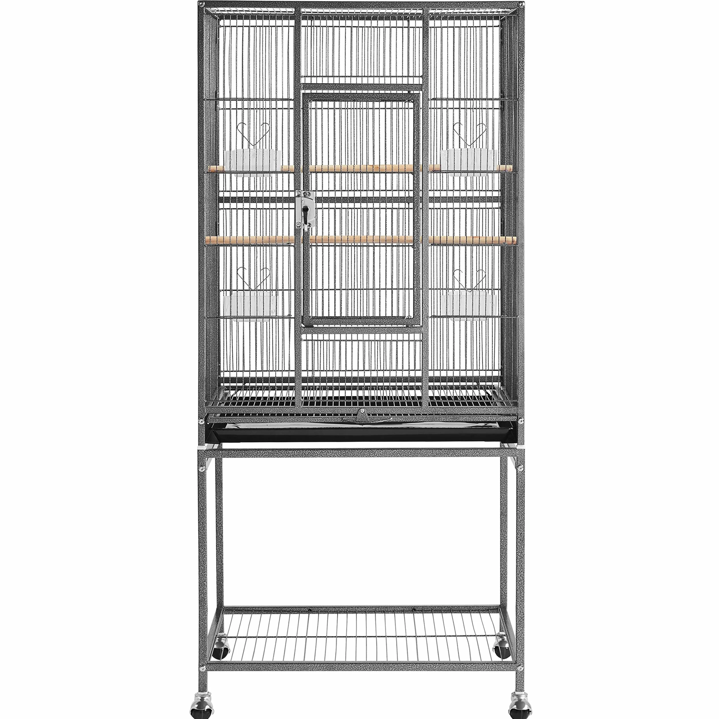 Yaheetech Wolierka dla ptaków klatka z drzwiczkami domek dla ptaków z rolkami 61 x 43 x 135 cm