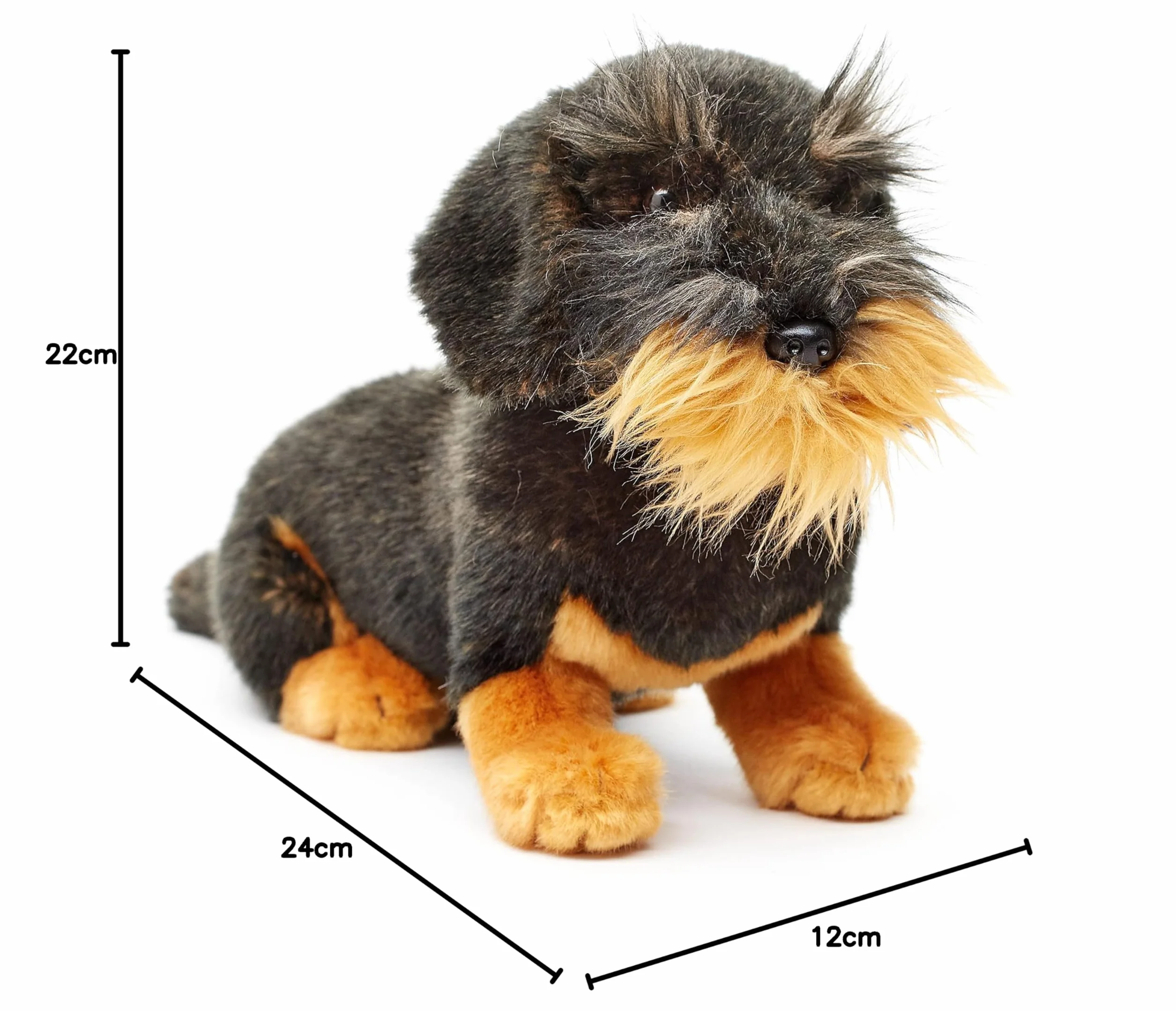 Uni-Toys - Rauhaardack, siedzący - 22 cm (wysokość) - pluszowy pies, jamnik, zwierzę domowe - pluszowe zwierzątko, przytulanka