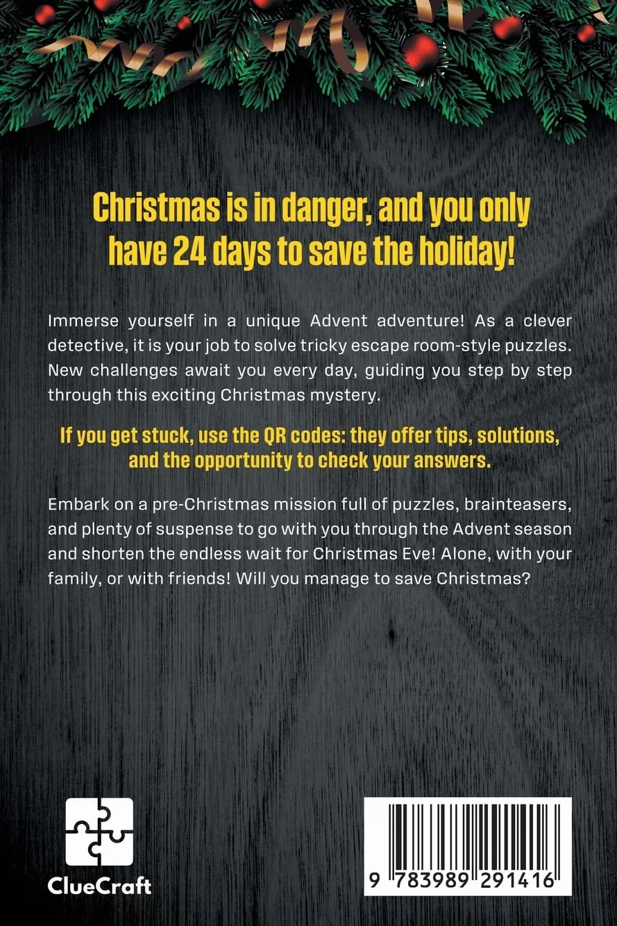 The Escape Room Advent Calendar: A Christmas Crime to Solve - 24 Days to Save Christmas - An Advent Riddle Book for Adults