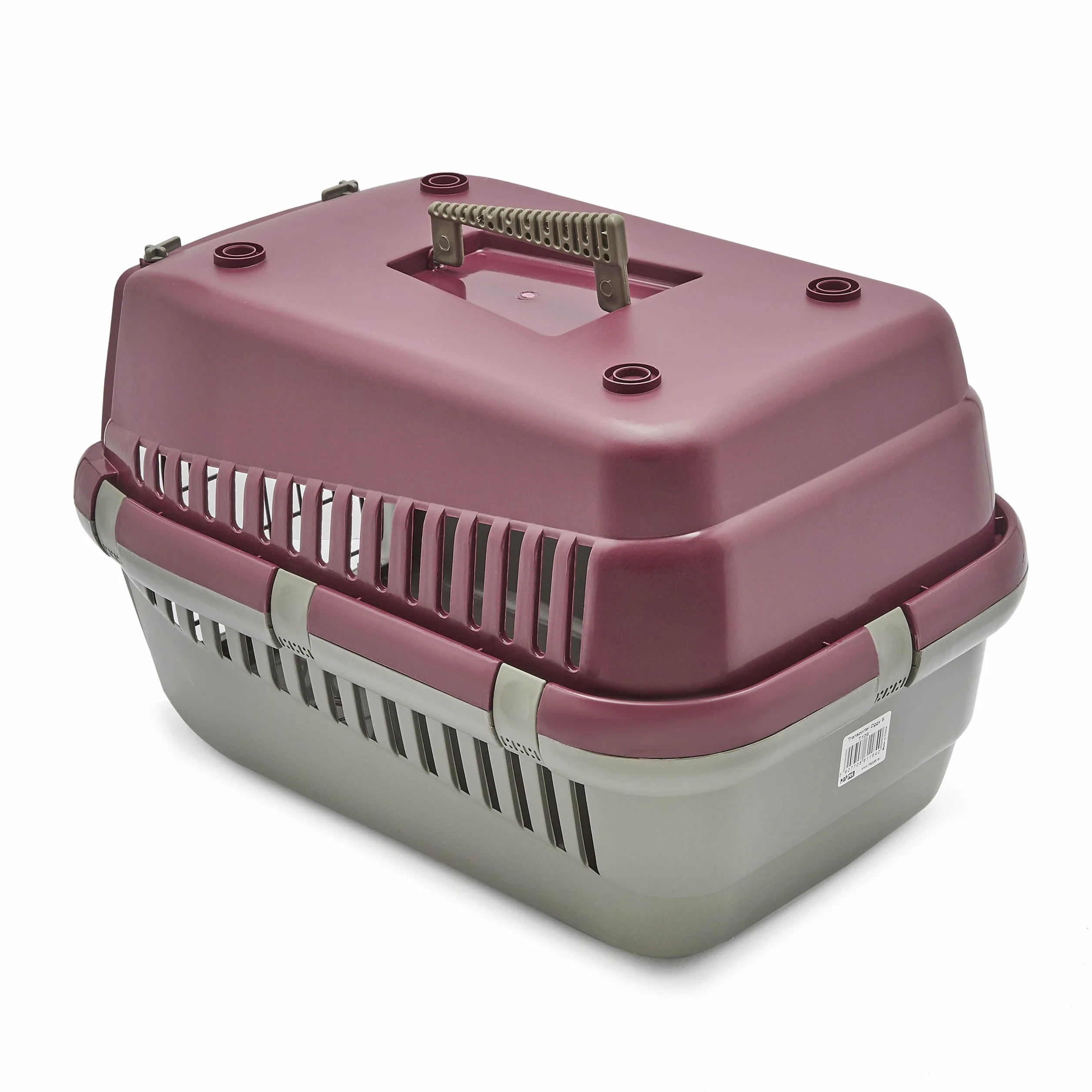 HAPPET Transporter Oggy S 49×33×30 cm Czerwony Plastikowy Dla Kota I Małego Psa Metalowa Kratka Wentylacja Uchwyt