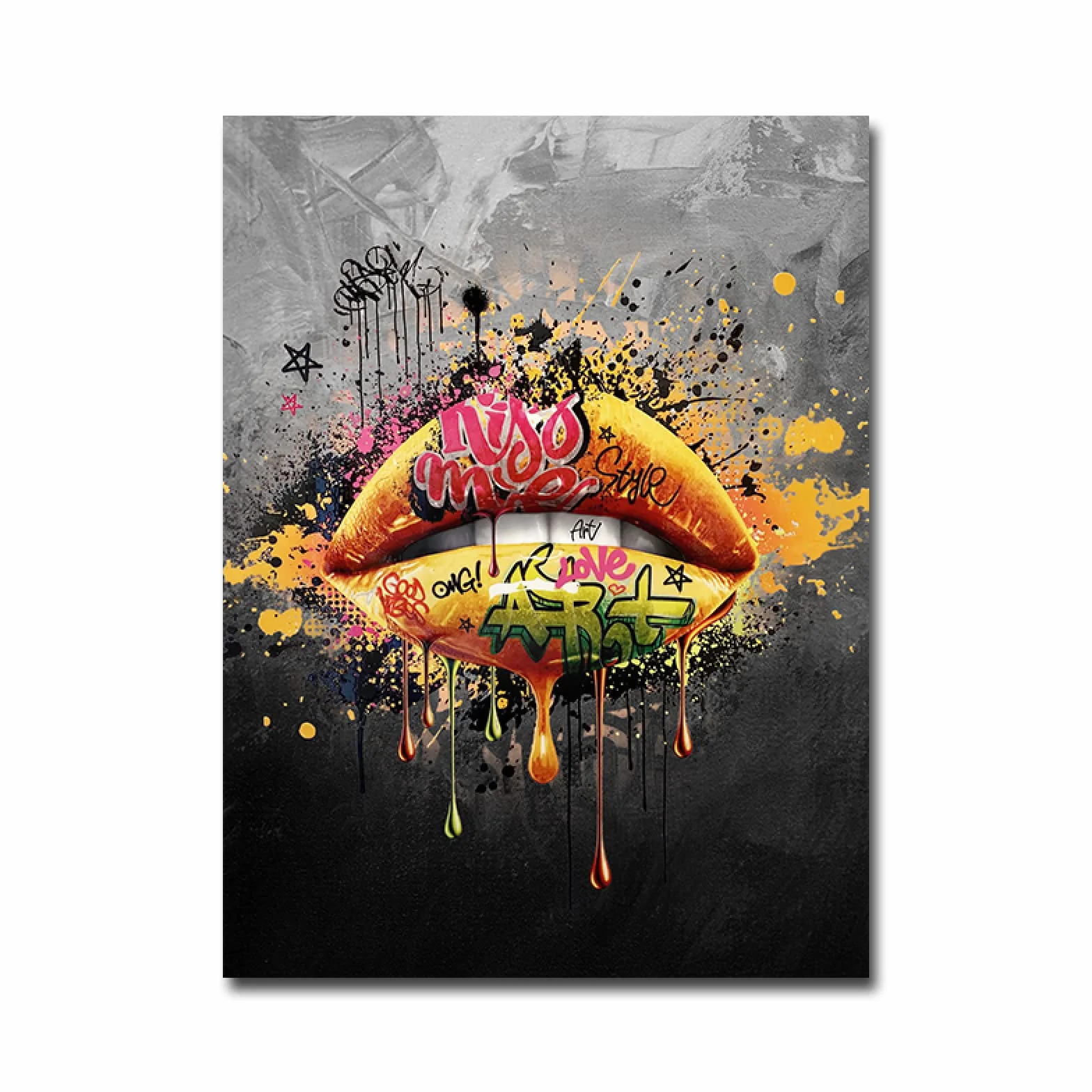 Pop Street graffiti sztuka dziewczyna usta obraz na płótnie sztuka ścienna plakaty wydruki obrazy ścienne do salonu sypialni domu dekoracja ścienna bez ramy 60 × 80 cm × 2 szt