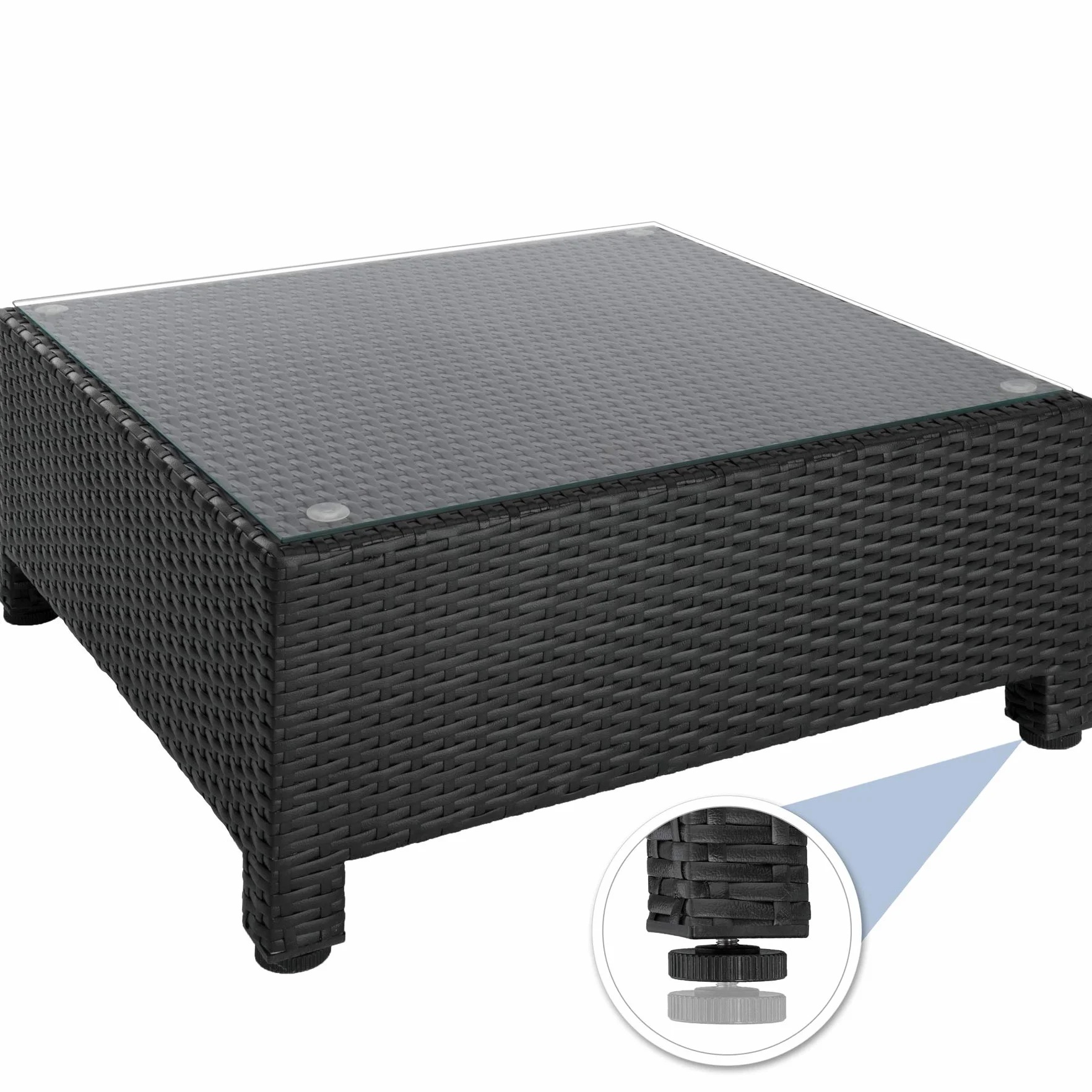TecTake 800804 Meble ogrodowe technorattan + 2 zestawy poszewek czarne 403833