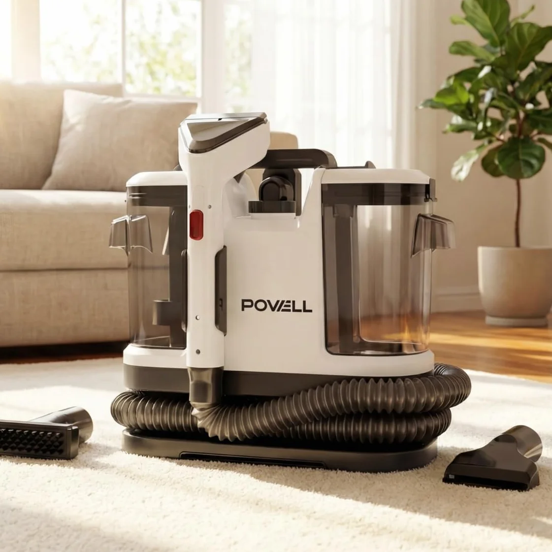 Powell Przenośne odkurzacze do dywanów – 450 W, do tapicerki i usuwania plam | Ręczny odkurzacz do tkanin do czyszczenia sof, kanap, dywaników, siedzeń samochodowych i materacy (biały)