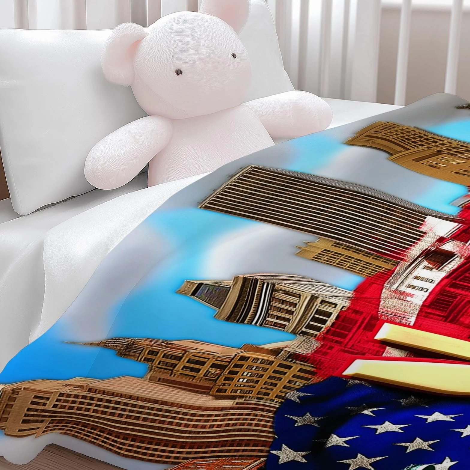 Koc w kratę 3D, tekst New York, duży rozmiar, miękki i ciepły flanelowy koc, wygodny dla dzieci i dorosłych, 220 x 240 cm