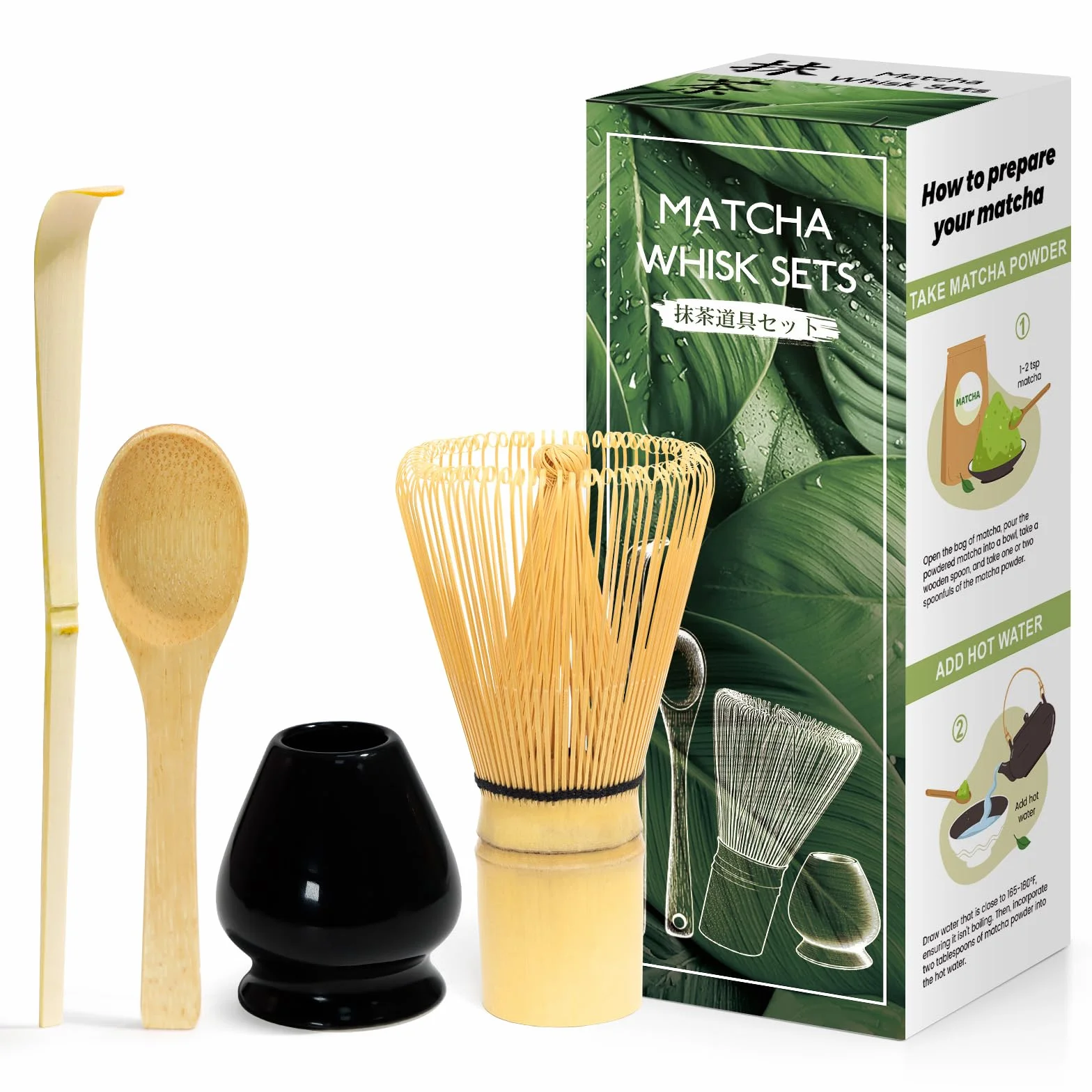 Matchabambusowy trzepaczka, łyżka, łopata, uchwyt, zestaw do parzenia herbaty