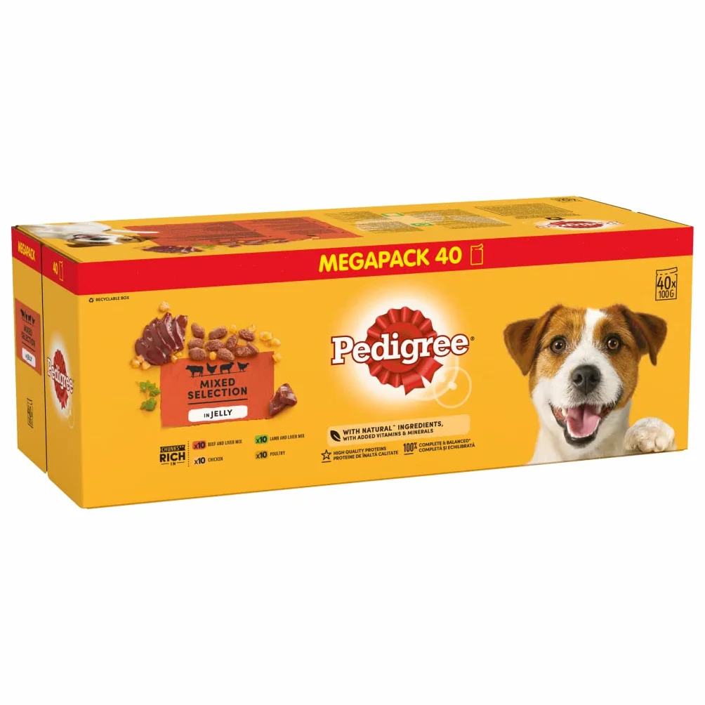 PEDIGREE Mokra Karma dla Psa Mix Smaków w Galaretce Saszetki 40 x 100 g
