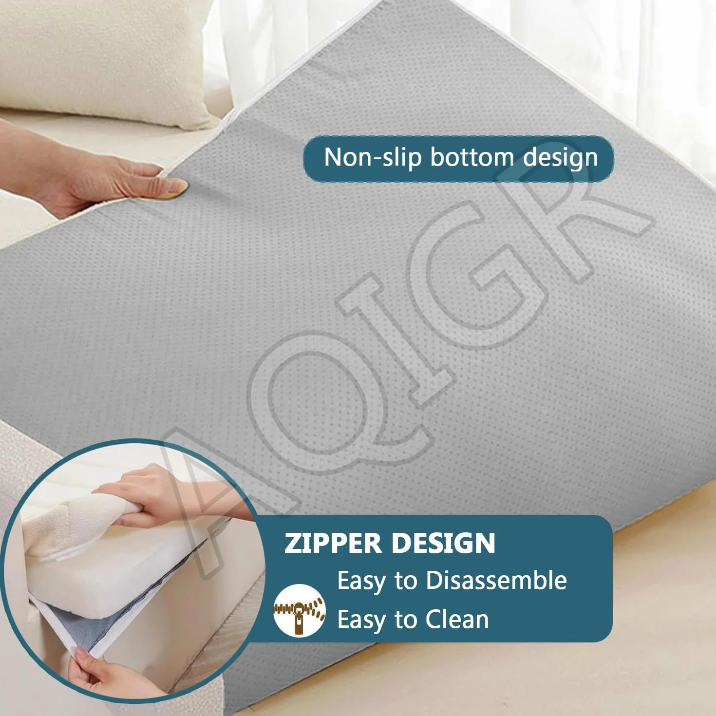 Wykładzina z Pianki Memory Foam na Ławkę - Indywidualne Oparcie do Okna na Wymiar z Antypoślizgowym Spodem - Do Wnętrz, Ogrodu, Tarasu, Mebli Ogrodowych(Jasnoszary,35x70CM)