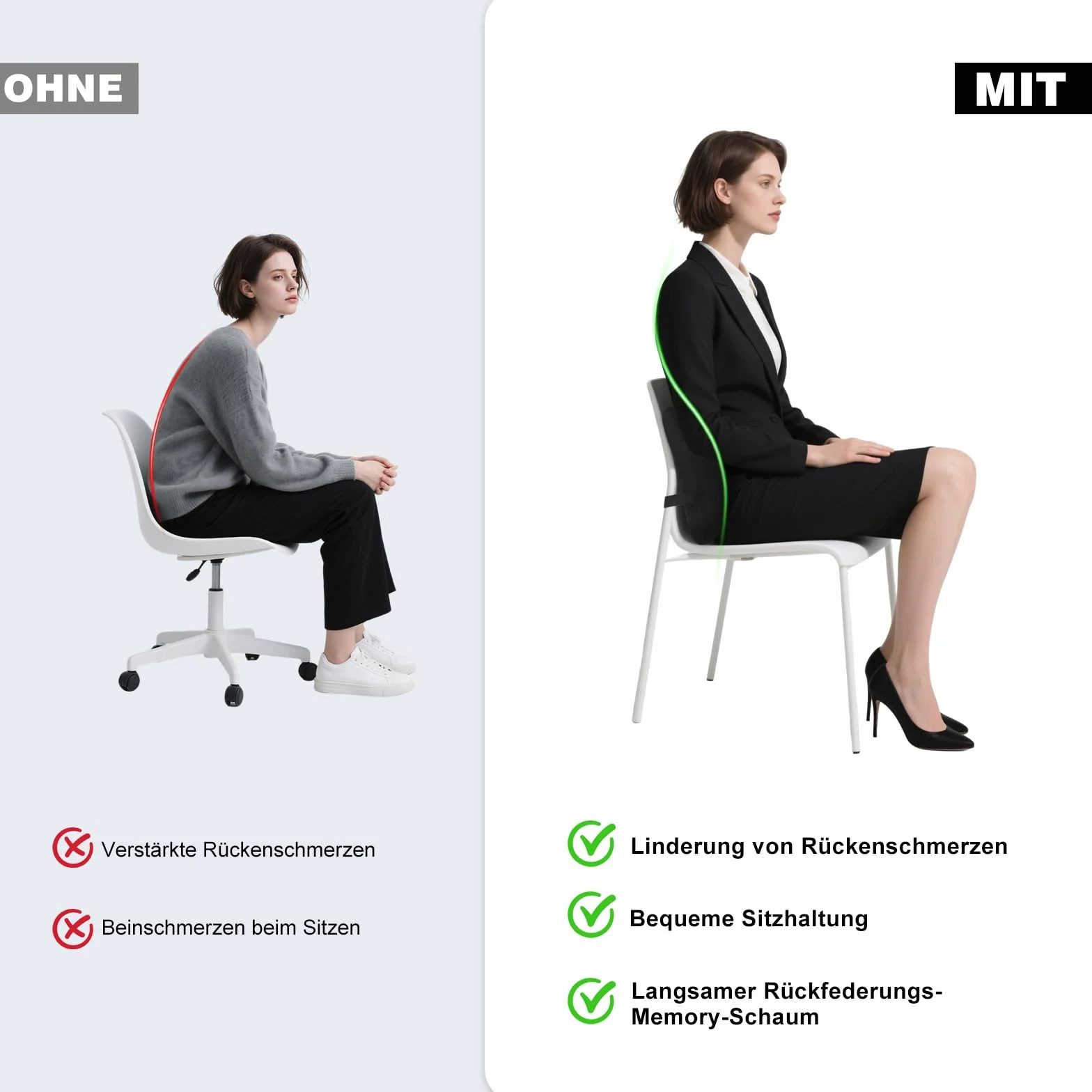 Poduszka lędźwiowa do samochodu, poduszka lędźwiowa krzesło biurowe z pianki pamięci, ergonomiczna poduszka na plecy, podparcie lędźwiowe do samochodu, biura, czarna