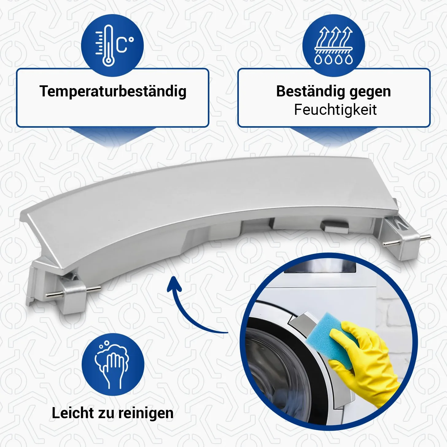 VIOKS Klamka drzwiowa srebrna z osiami zamiennik do 00648581 & 00751783 - Siemens Constructa Bosch uchwyt do pralki i suszarki uchwyt drzwi tworzywo sztuczne