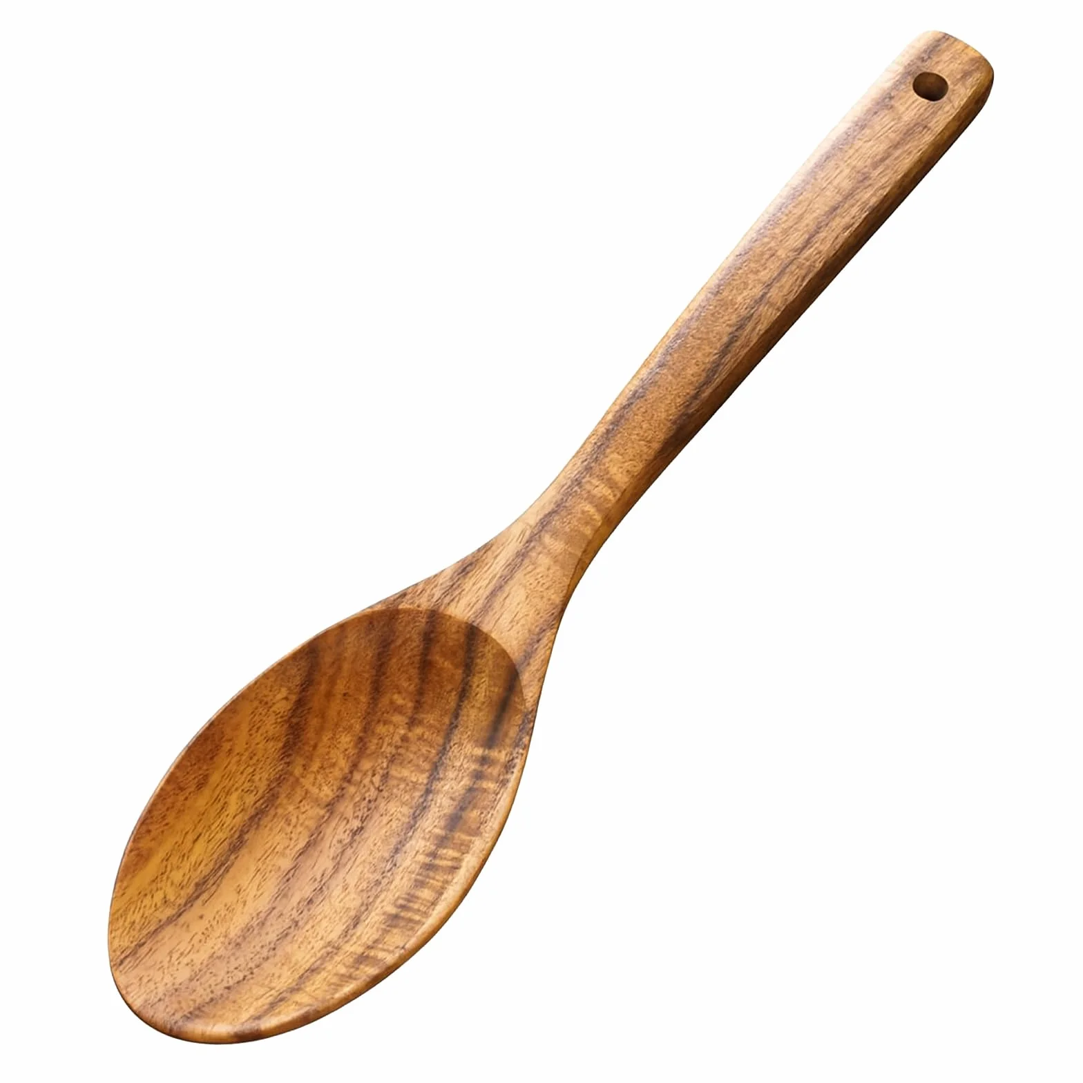 Łyżka kuchenna z drewna, 30 cm, łyżka do mieszania, łyżka, łopatka do patelni, drewniana łyżka do smażenia, sztućce kuchenne, długi uchwyt, drewniana łyżka do przyborów kuchennych, do gotowania