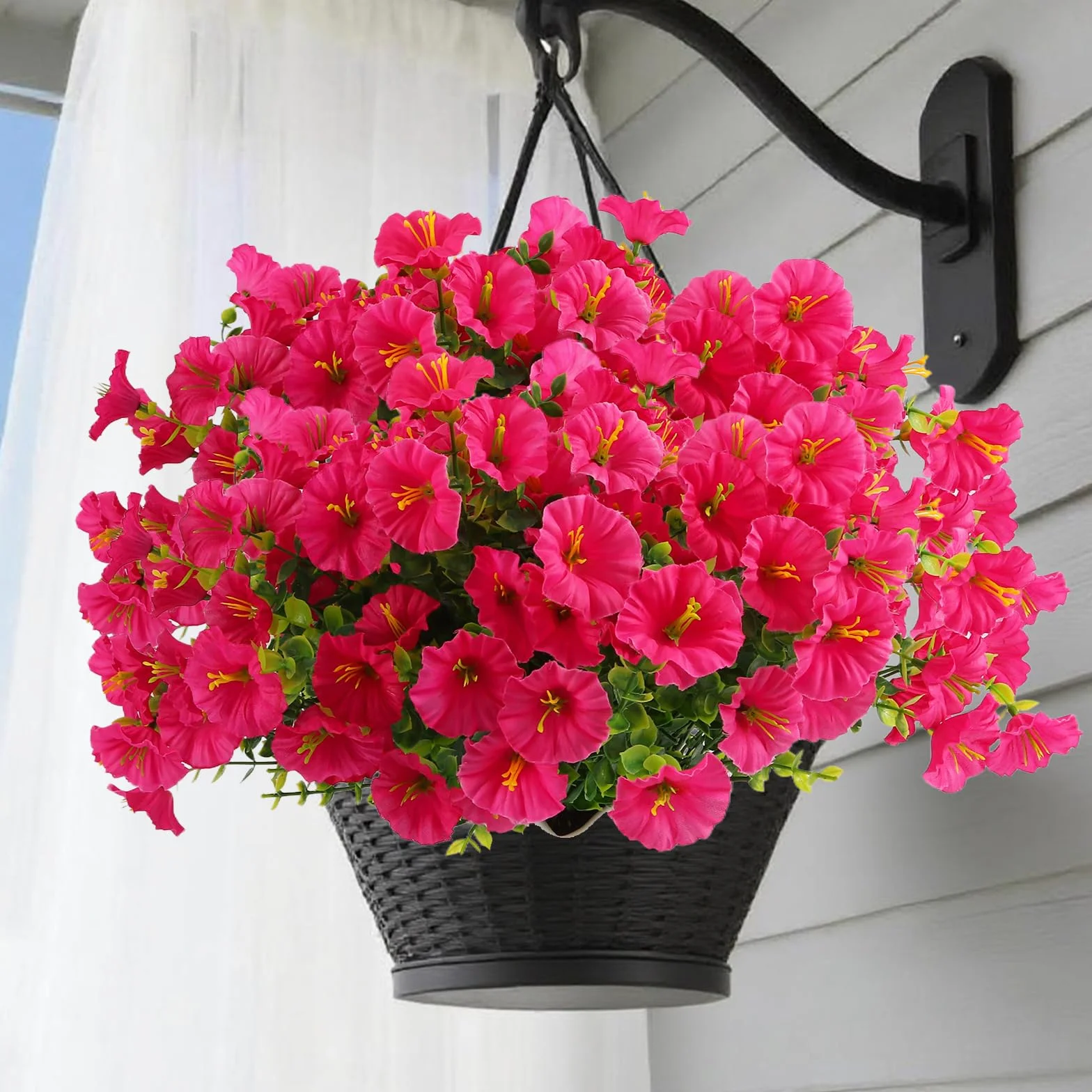 sztuczne kwiaty Petunia 7 pęczek Magenta 36 cm - sztuczne kwiaty jak prawdziwe, idealne na balkon, rośliny balkonowe do dekoracji na zewnątrz