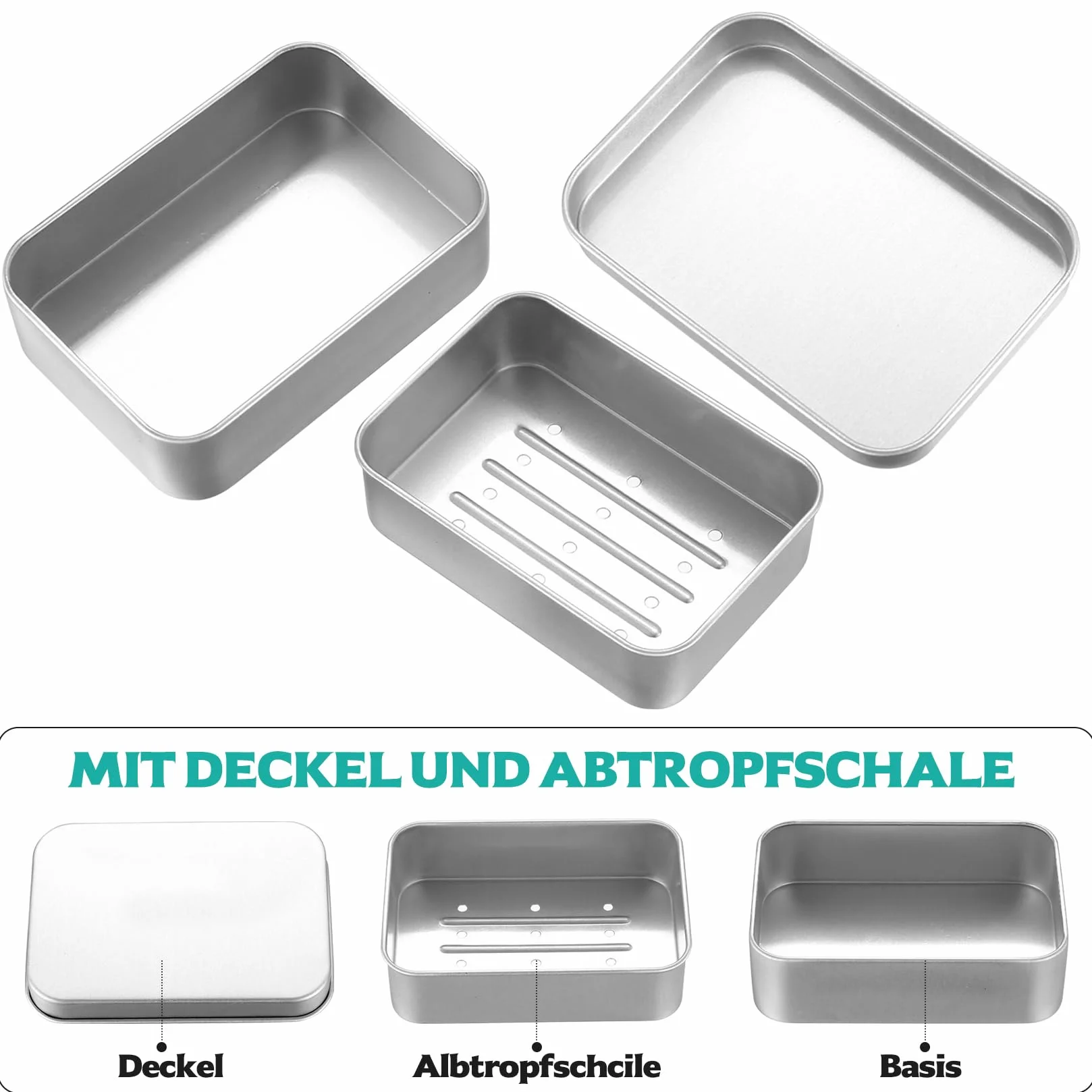 2 szt. etui podróżnych na mydło, aluminiowa mydelniczka 150 ml, etui podróżne na mydło, metalowa mydelniczka, podróżny pojemnik na mydło, szczelna mydelniczka, puszka na mydło z odpływem i