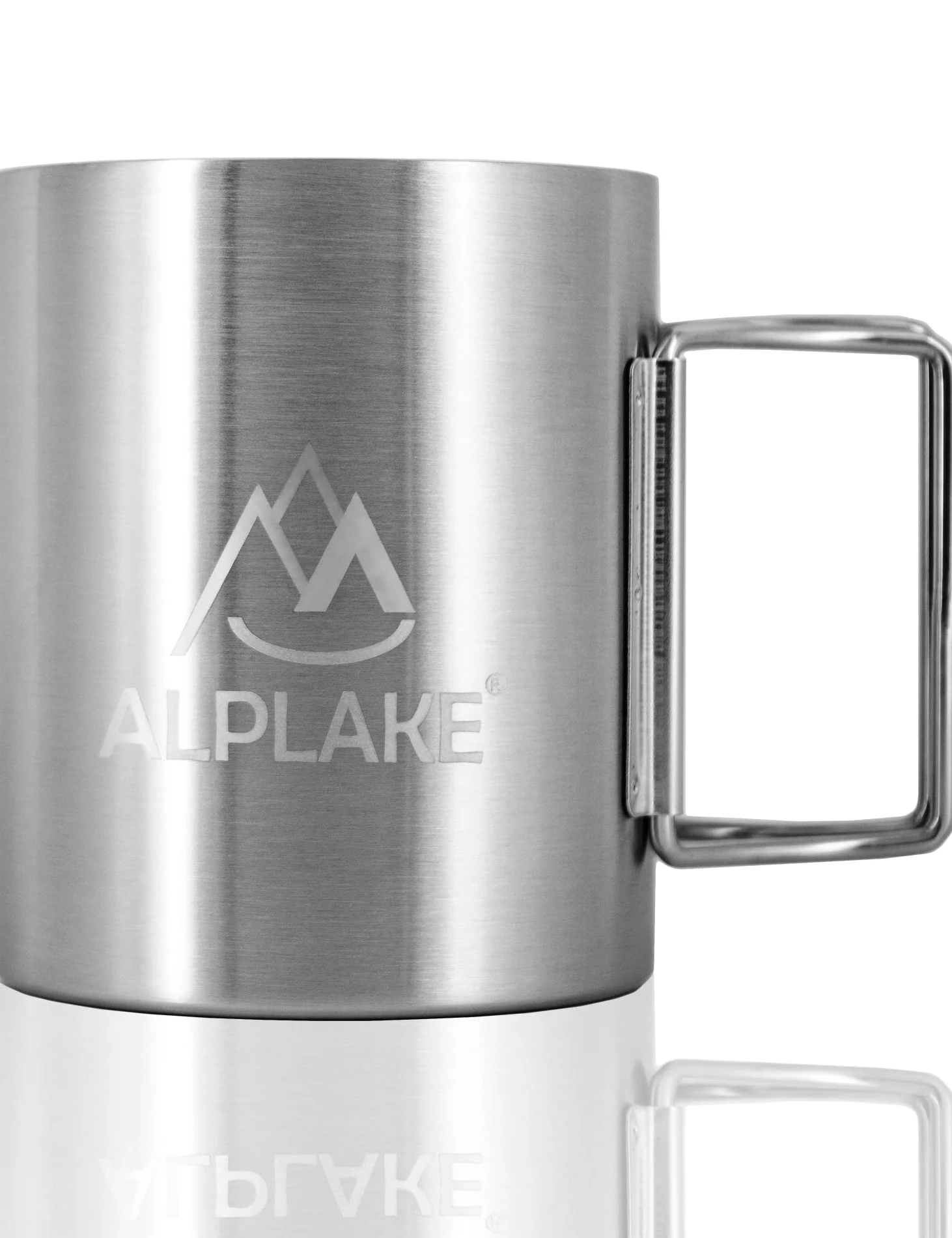 Kubek ze stali nierdzewnej z podwójnymi ściankami, metalowy kubek, składany uchwyt, 250 ml