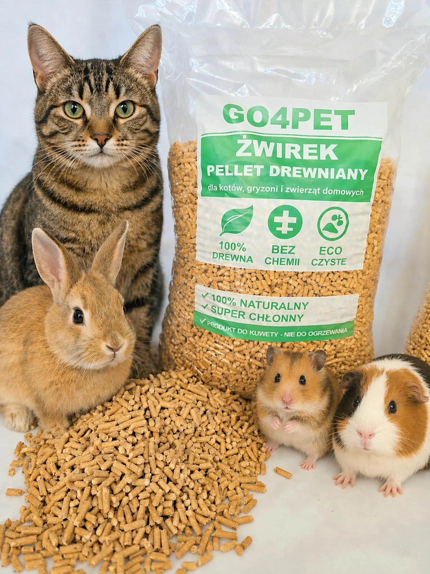 Żwirek Drewniany dla Kotów i Gryzoni, 10 kg, Naturalny Pellet z Trocin Drzewnych,