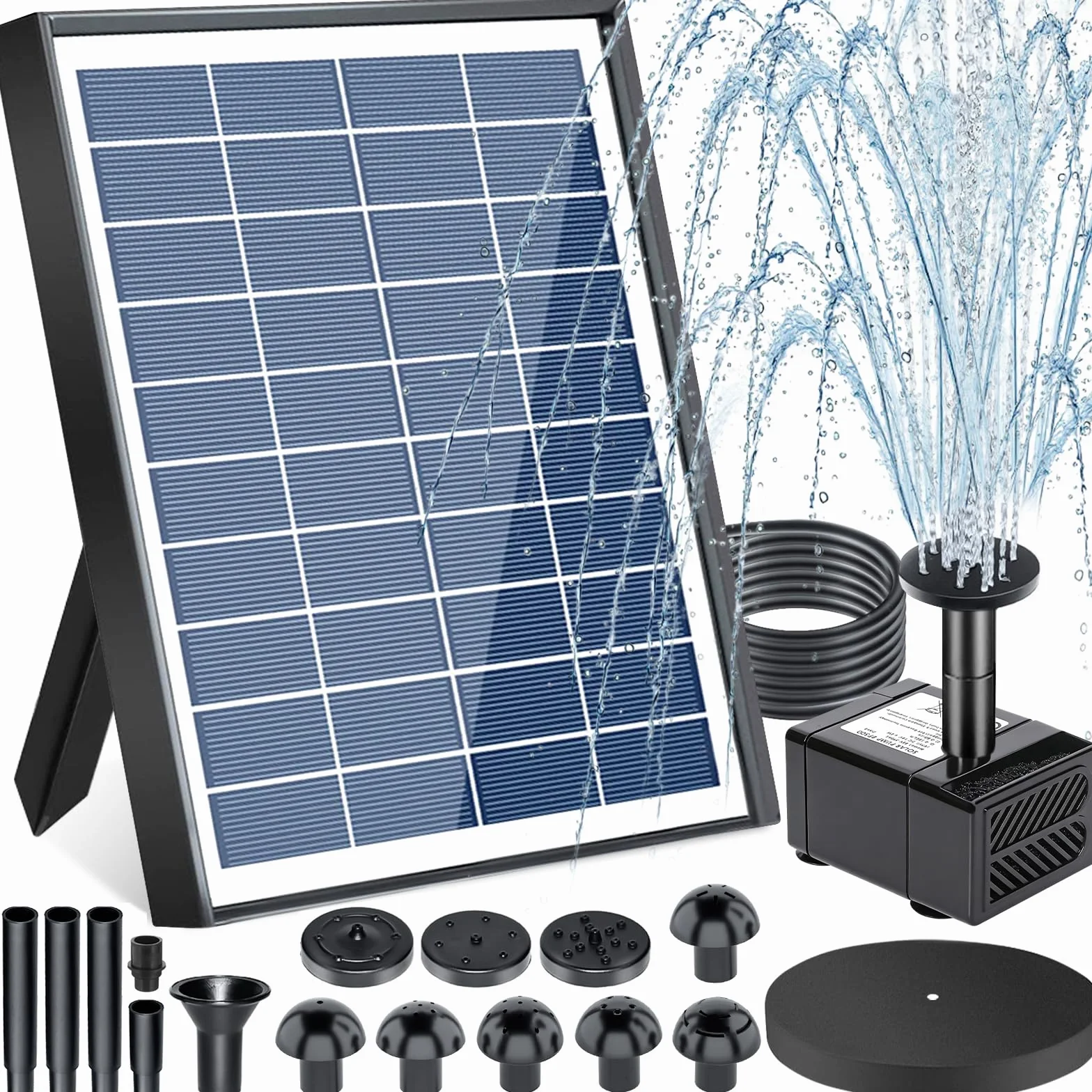Fontanna słoneczna na zewnątrz, 6,5 W Solar Staw pompa, Ulepszona pompa słoneczna, Floating Fontann Pump z 9 stylami fontannowymi do ogrodu, Bird Bath, Staw, Water Cechy Cechy Features Cechy