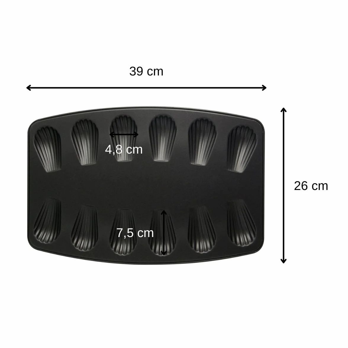 Zenker 7541 Madeleine Foremka do 12 Madeleine, 39 x 26 x 1 cm, czarna