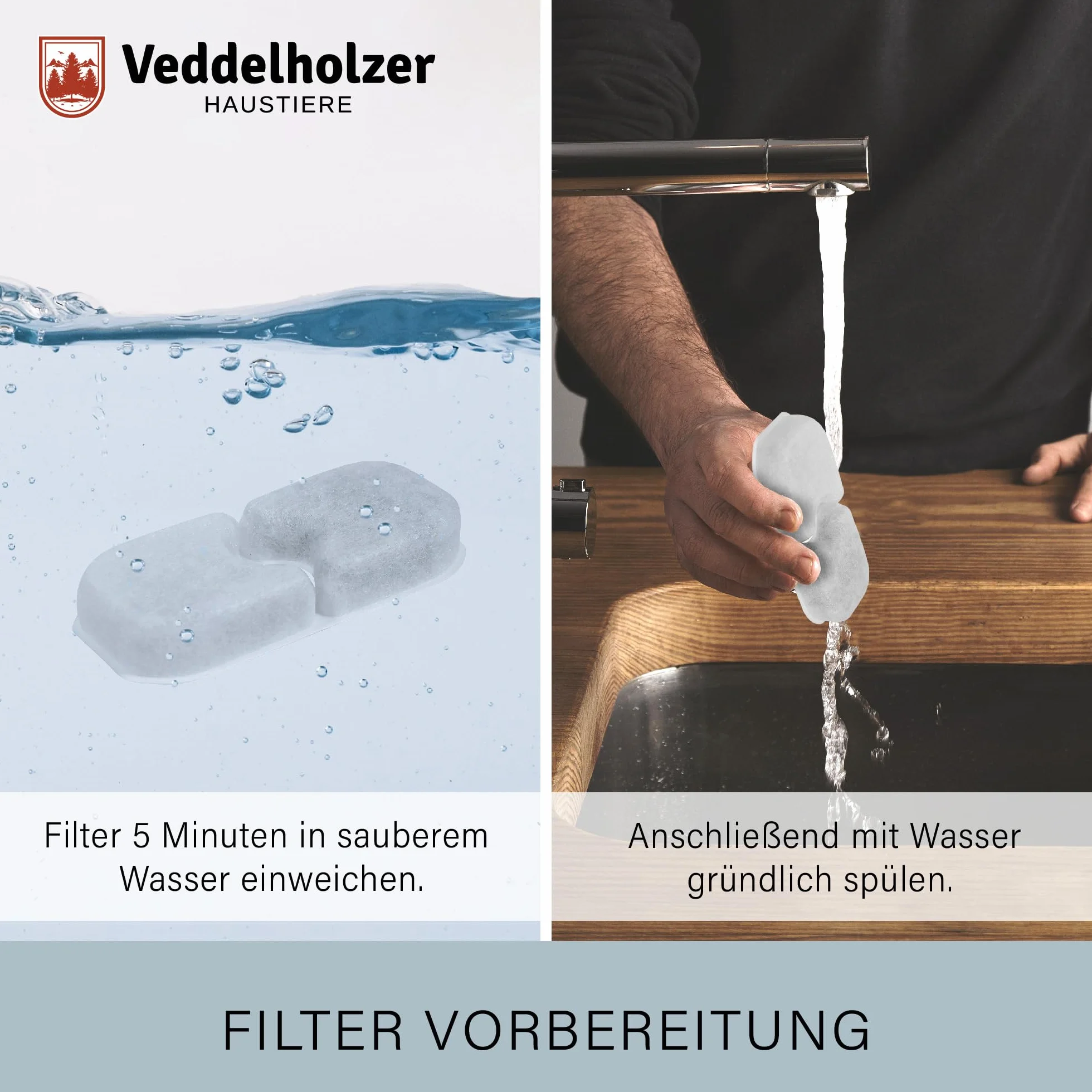 Veddelholzer 6 filtrów do fontanny dla kotów + 3 gąbki zapasowe, 4-krotna filtracja
