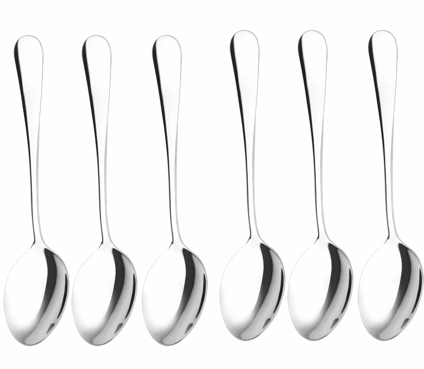 Łyżki ze stali nierdzewnej 304, łyżki do zupy, łyżki do kolacji, łyżka stołowa, 17 cm, zestaw 6 sztuk