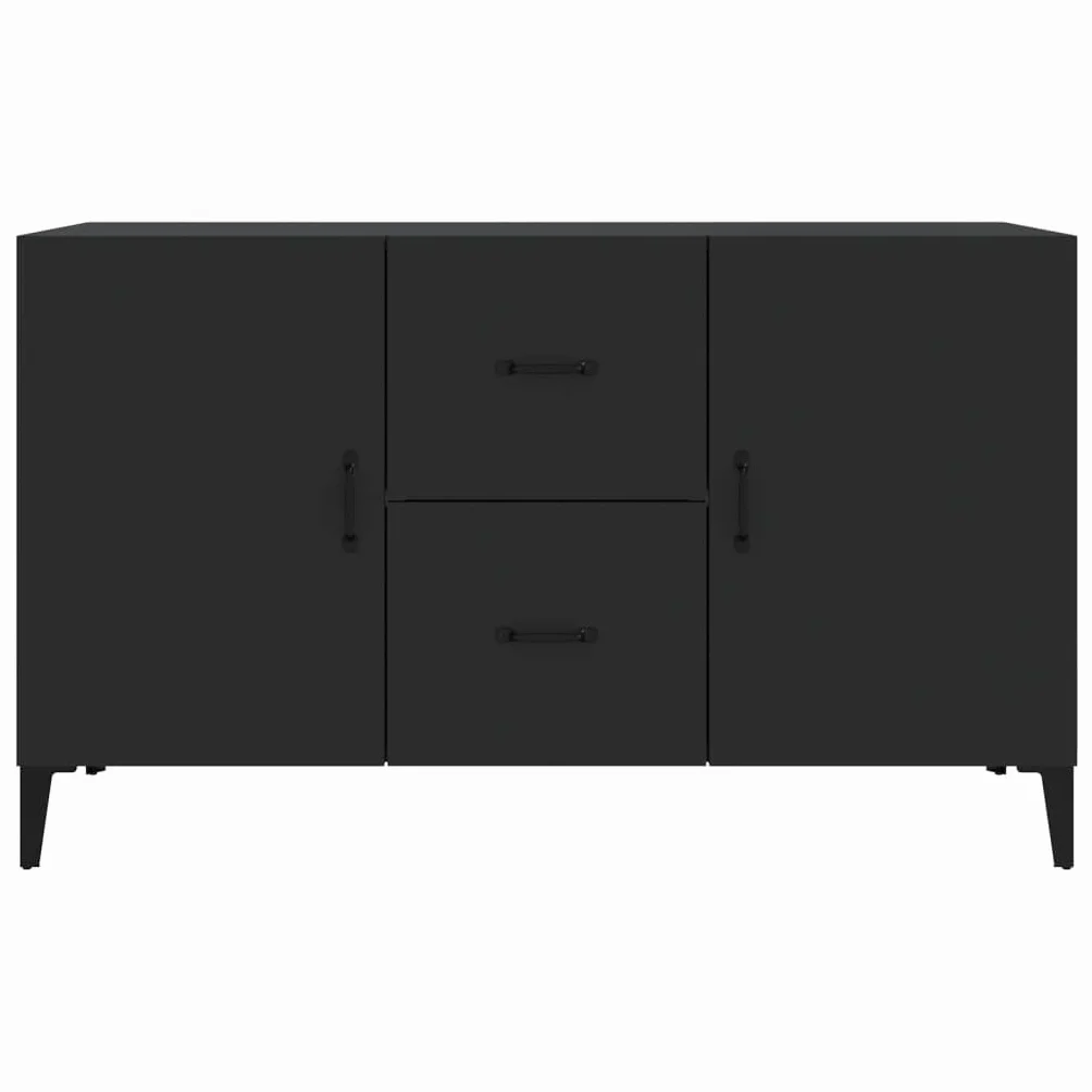 Czarny kredens 100x36x60 cm drewno inżynieryjne, szafka boczna z 2 drzwiami i 2 szufladami, szafka do przechowywania do salonu, stylowy design i łatwe do czyszczenia