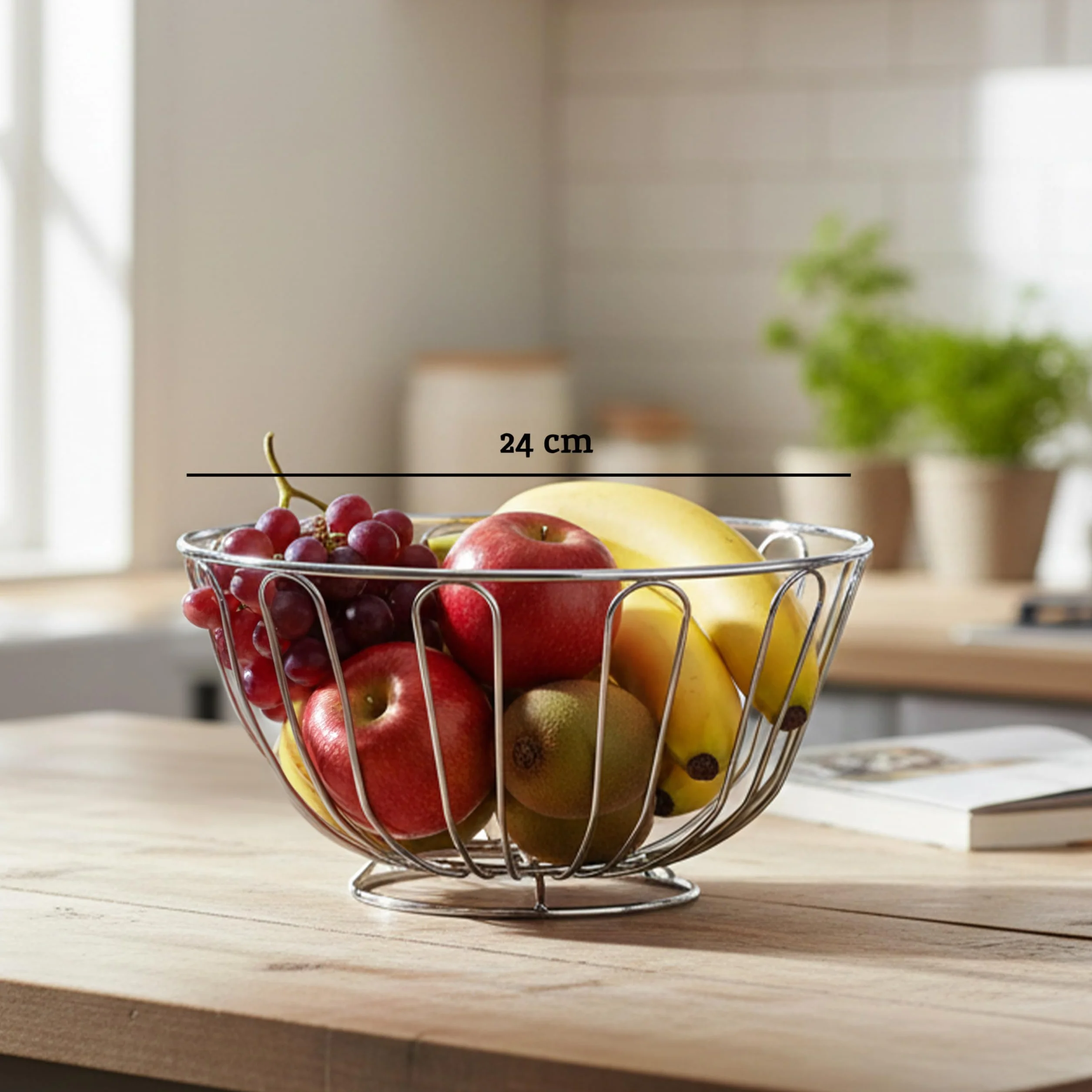 Premier Housewares 24 cm Corbeille À Fruits Ronde Chromée 3,8 mm / 2,5