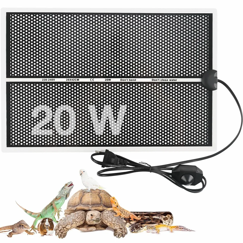 Mata grzewcza do terrarium, regulowana mata grzewcza dla gadów, 20 W, z regulacją temperatury, dla gadów, żółwia, węża, jaszczurki, gekonu, pająka (42 x 28 cm)