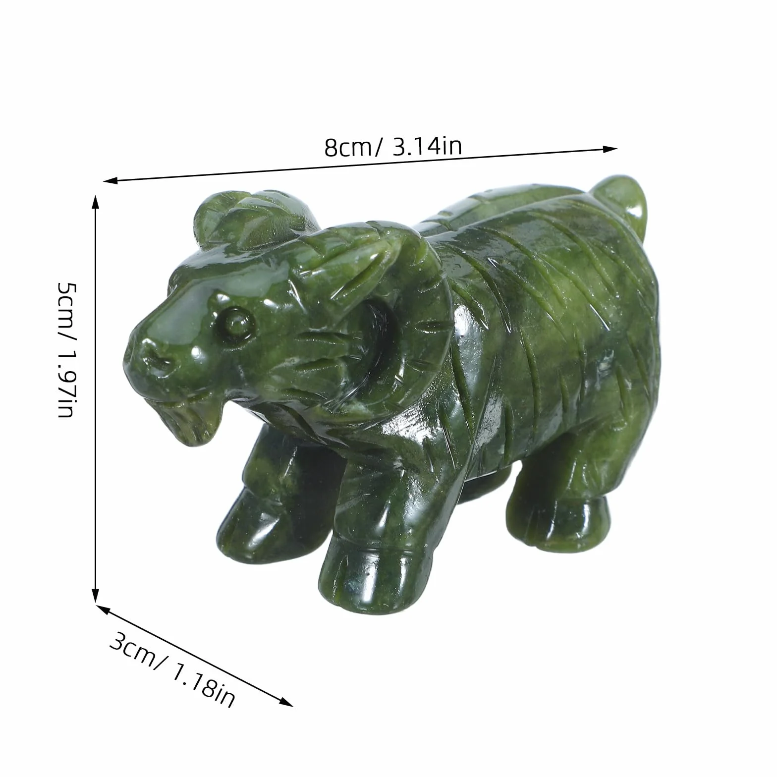 Jadeitowa figurka barana: figurka owcy w stylu Feng Shui – chińska rzeźba zodiaku przynosząca szczęście i sukces – ręcznie wykonana zwierzęcia z jadeitu na półkę biurkową i do wystroju