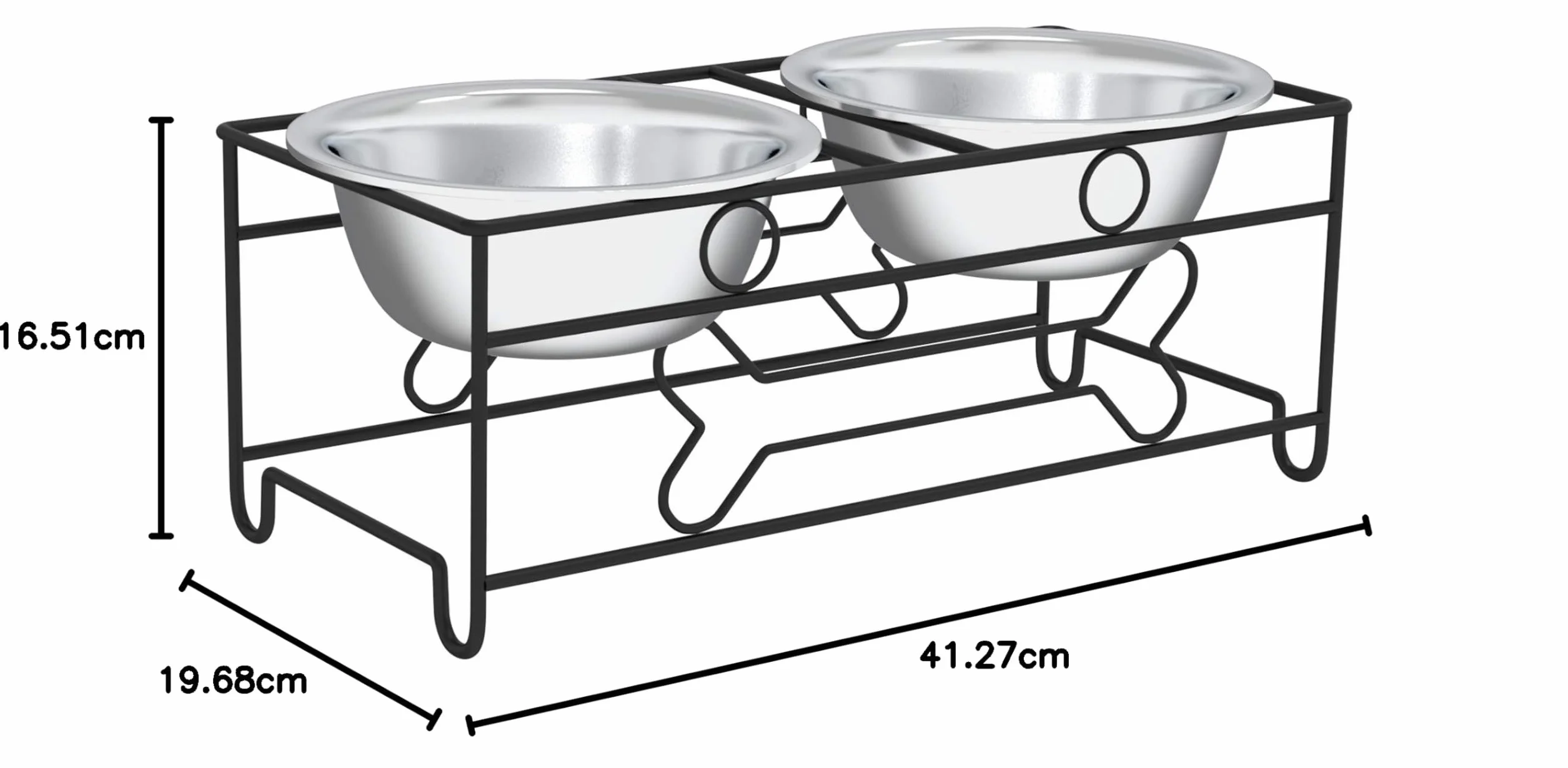 Podwyższone miski dla psów i kotów ze stali nierdzewnej 15 cm 2 miski 140 ml czarny