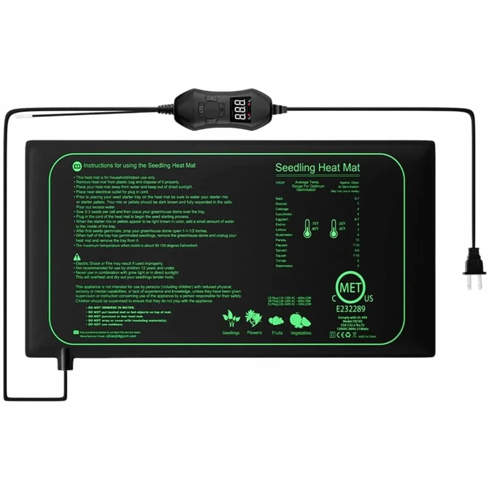 Mata grzewcza do roślin z termostatem, 50 W, mata grzewcza do sadzonek, mata grzewcza do szklarni pokojowej, 53 x 25 cm, wodoszczelna IPX4, do sadzonek, zwierząt domowych i gadów