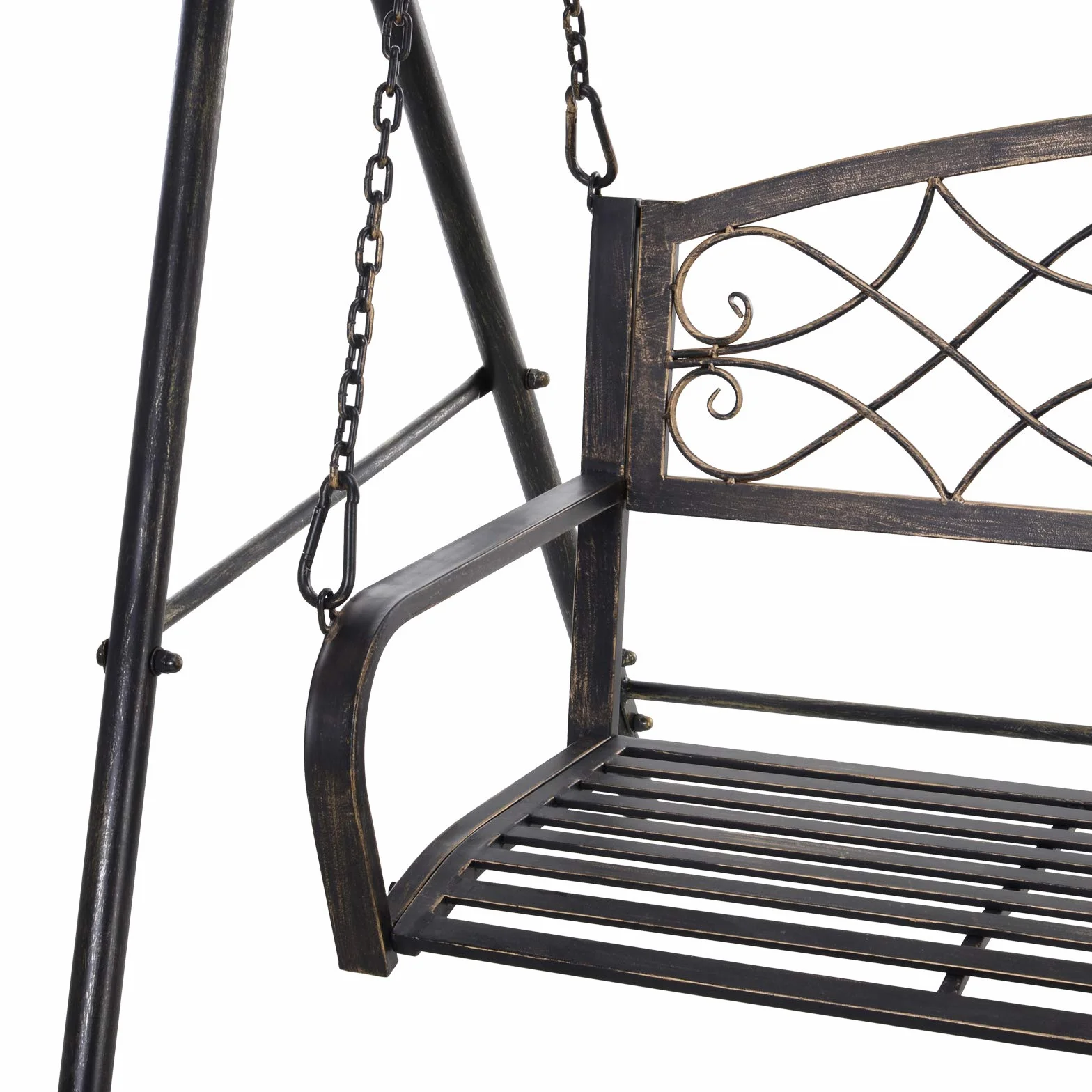 Huśtawka ogrodowa Outsunny dla 2 osób, huśtawka z daszkiem, metal, brąz, 167 x 123 x 175 cm