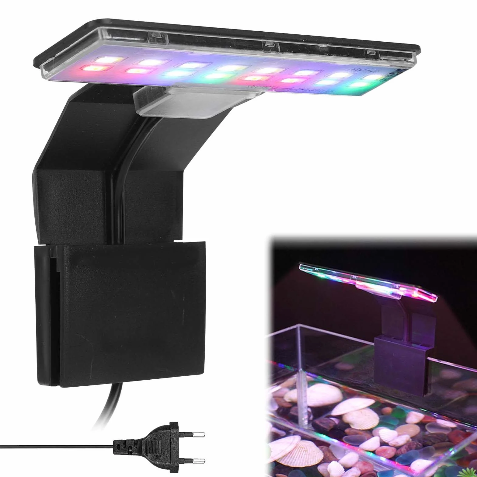 Oświetlenie LED do akwarium 3 kolory 220V 6W czarne