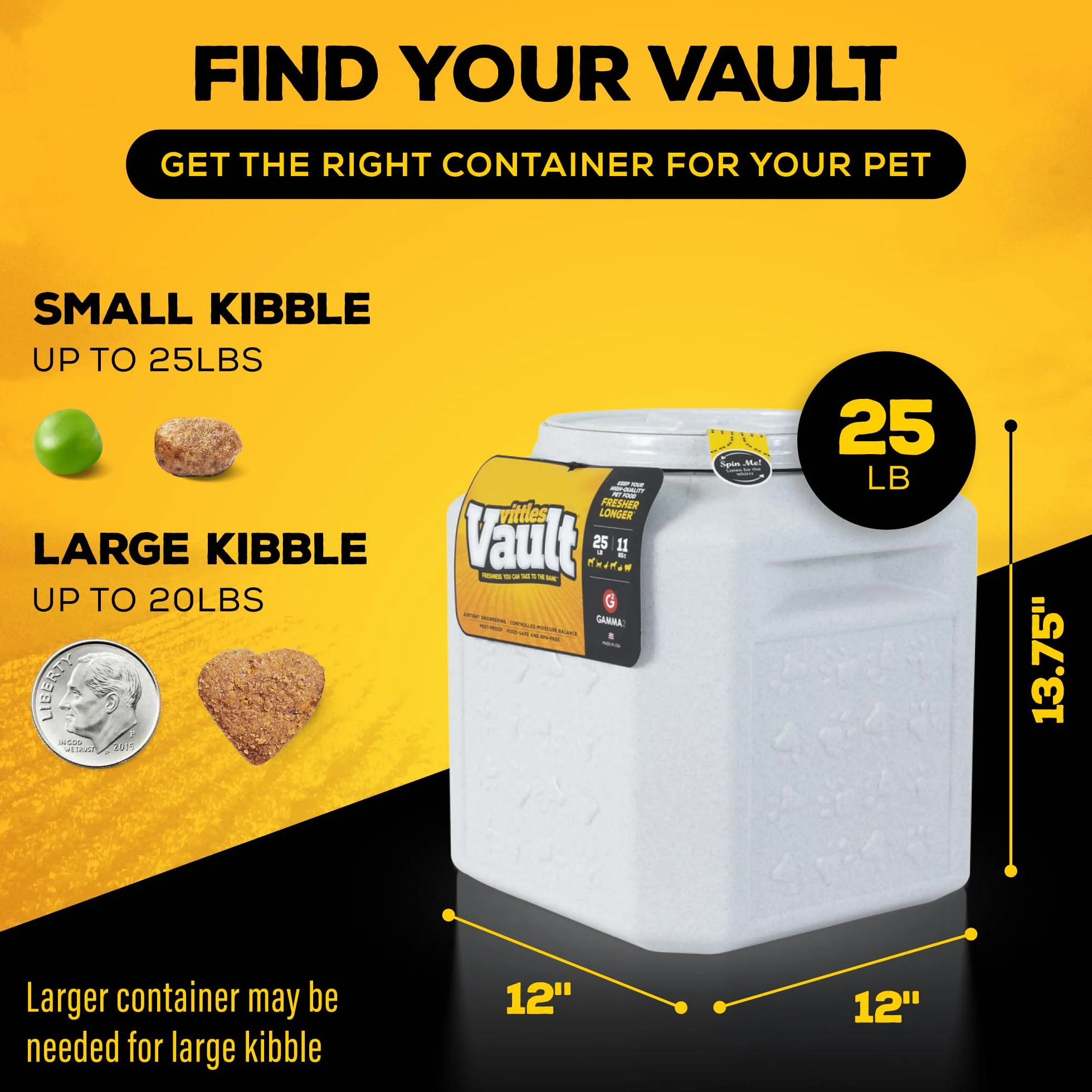 Gamma2 Vittles Vault Outback hermetyczny pojemnik na karmę dla zwierząt domowych, 11,3 kg