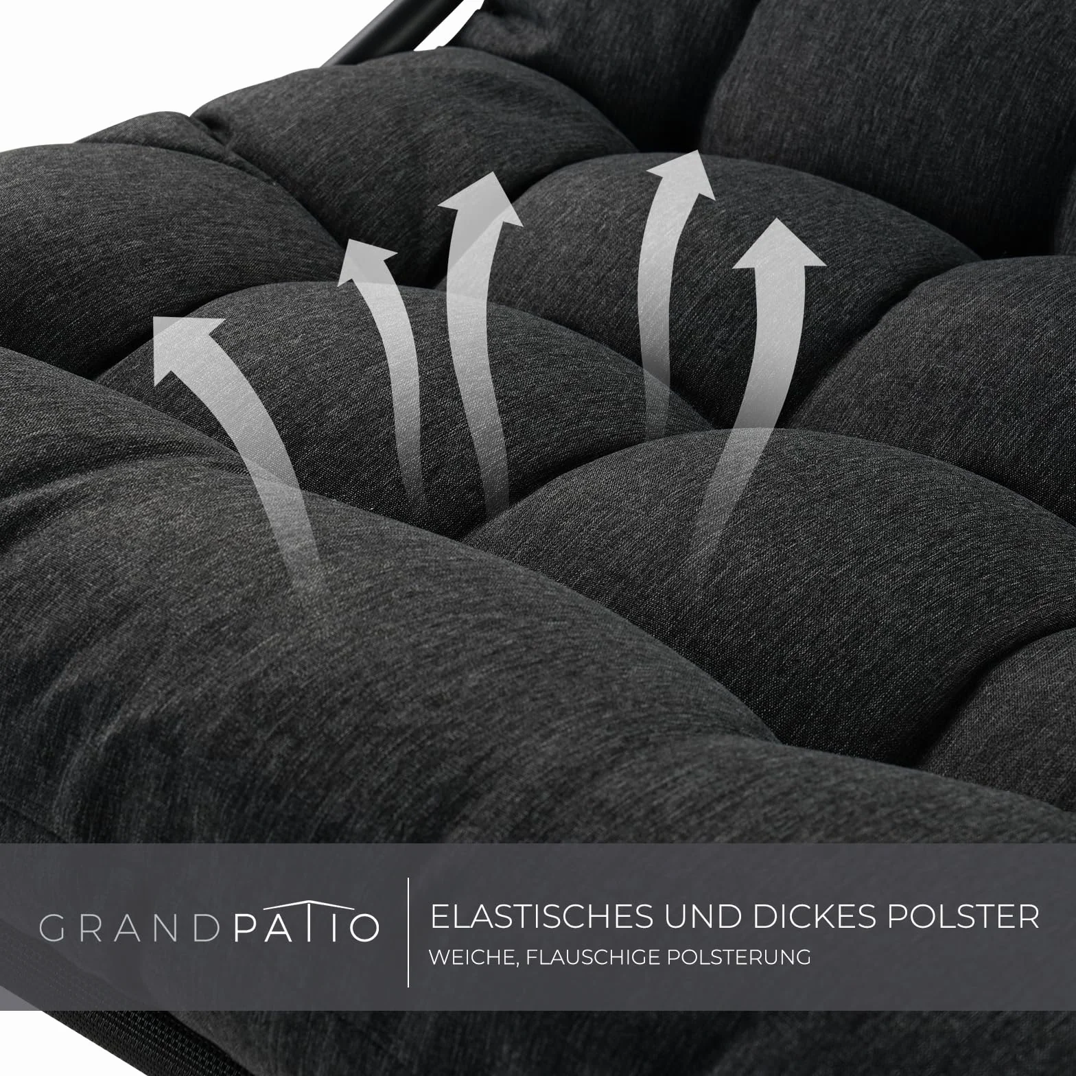Grand patio Fotel bujany z poduszką na zewnątrz, odporny na warunki atmosferyczne, metalowy, relaksacyjny, do ogrodu, salonu, podwórza, patio i balkonu, maksymalne obciążenie 150 kg, złamana biel