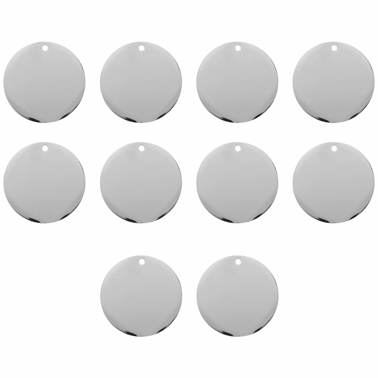 Milisten Zestaw 10 okrągłych zawieszek ze stali nierdzewnej 1,2 mm, polerowane, 3 cm, puste etykiety do spersonalizowanego grawerowania, medale identyfikacyjne dla psów i kotów,