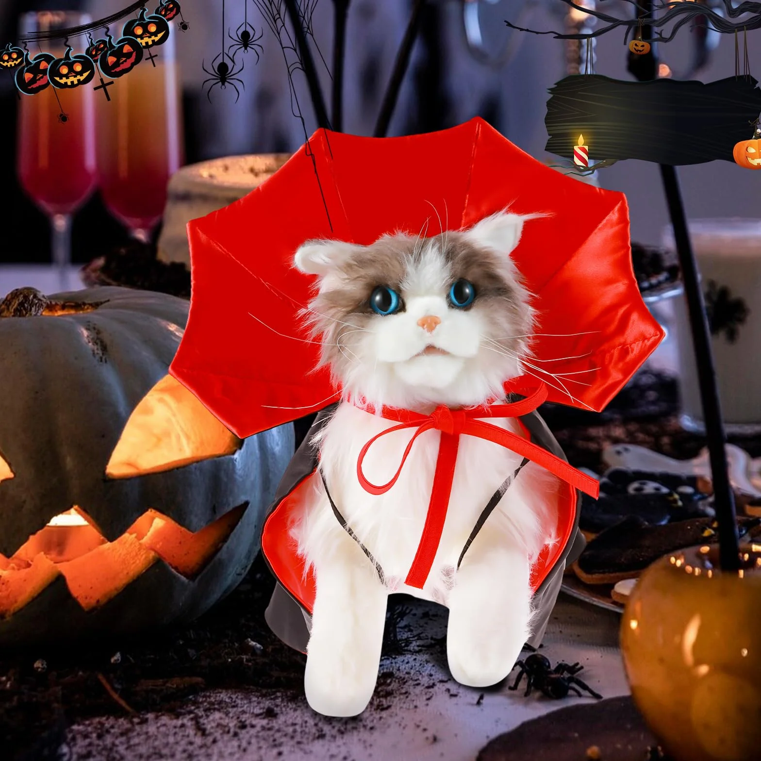 Kostium na Halloween, peleryna dla zwierząt domowych, płaszcz wampira, zabawny pies, diabeł, sukienka cosplay, strój czarodzieja, płaszcz dla małych, średnich psów, kotów, kotów, szczeniąt