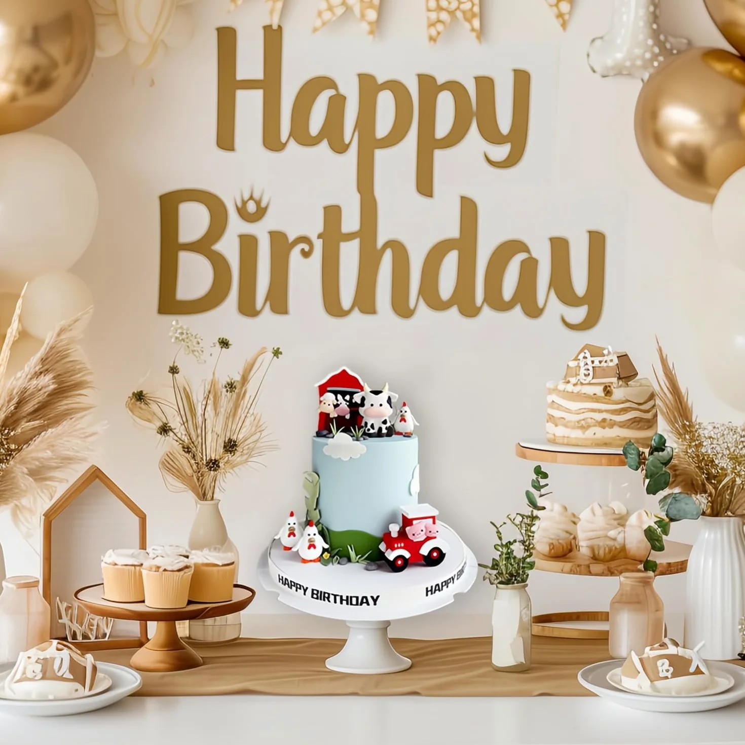 6 dekoracyjnych figur do urodzin na farmie, dekoracja do ciasta zwierzęta, idealne do dekoracji tortów na urodziny i na baby shower, chłopiec i dziewczynka (czerwone)