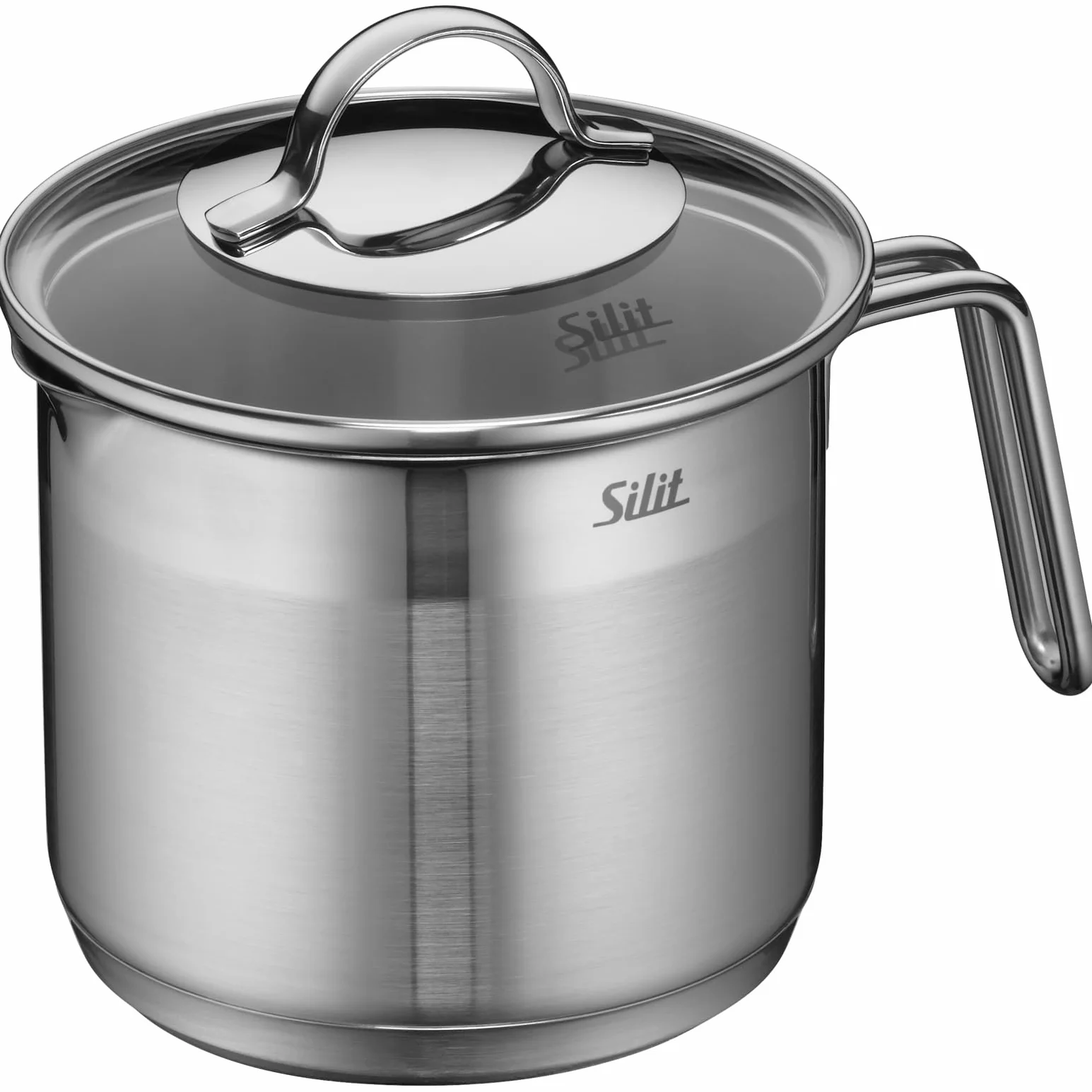 Silit Achat dzbanek na mleko ze szklaną pokrywką, srebrny, 14 cm, 1,7 l