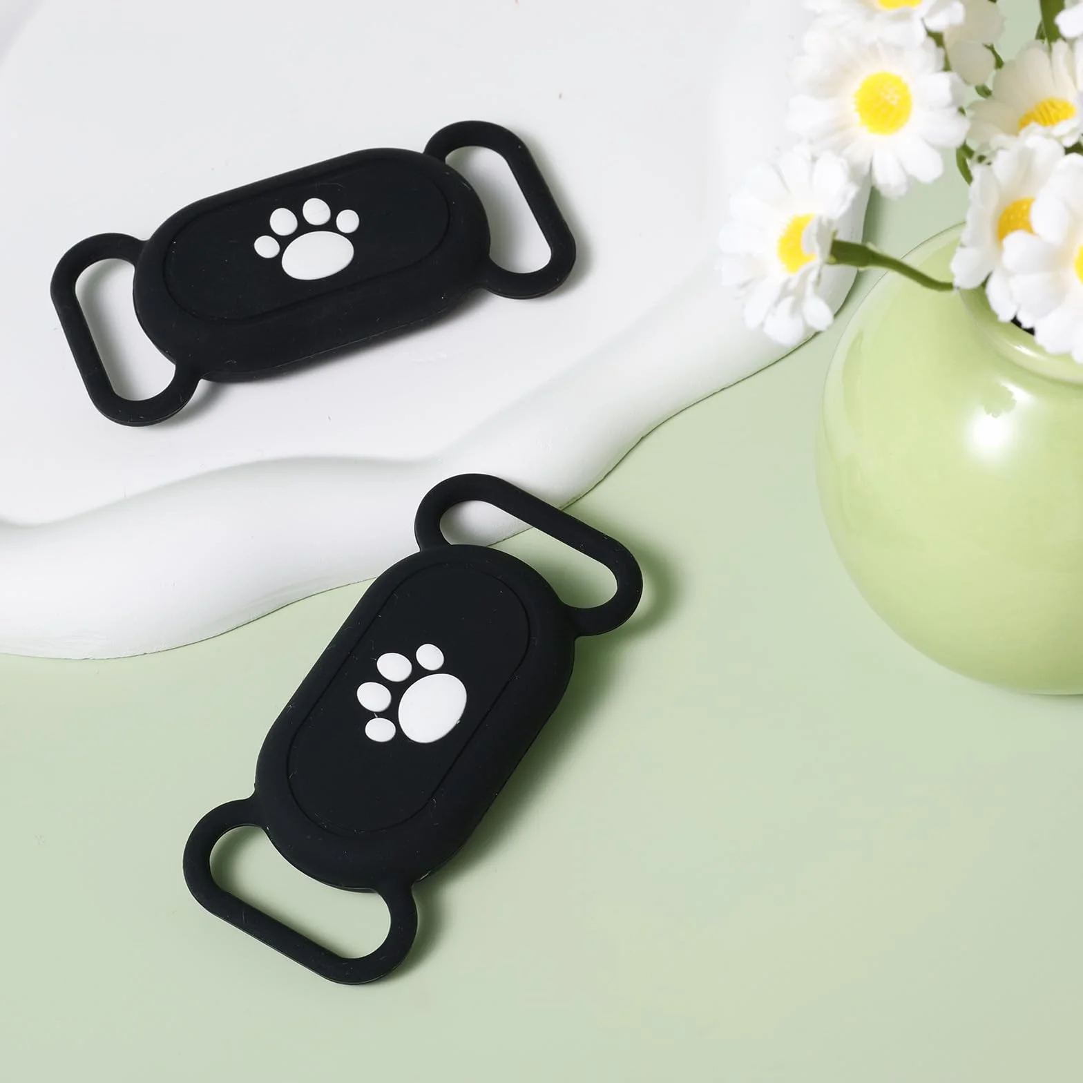 2szt Silikonowe Uchwyty na Obroze dla Psów do Galaxy SmartTag2, Etui na Obroze dla Zwierzat Wodoodporne Akcesorium do Uchwytu na Obroze dla Kotów do Samsung Galaxy SmartTag2 (Czarne)