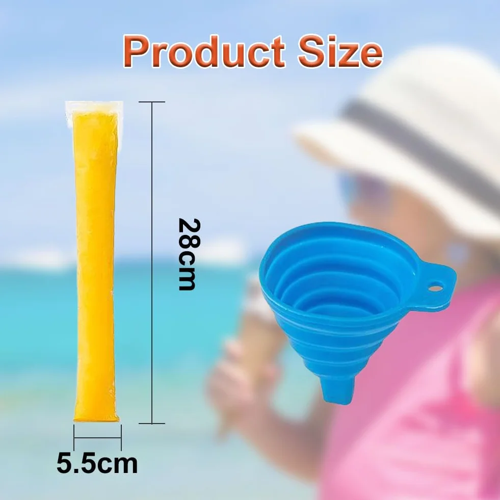 100 szt. Torby na foremki Popsicle Torby Popsicle Formy z lejkiem na jogurt, mrożone cukierki Party Favors