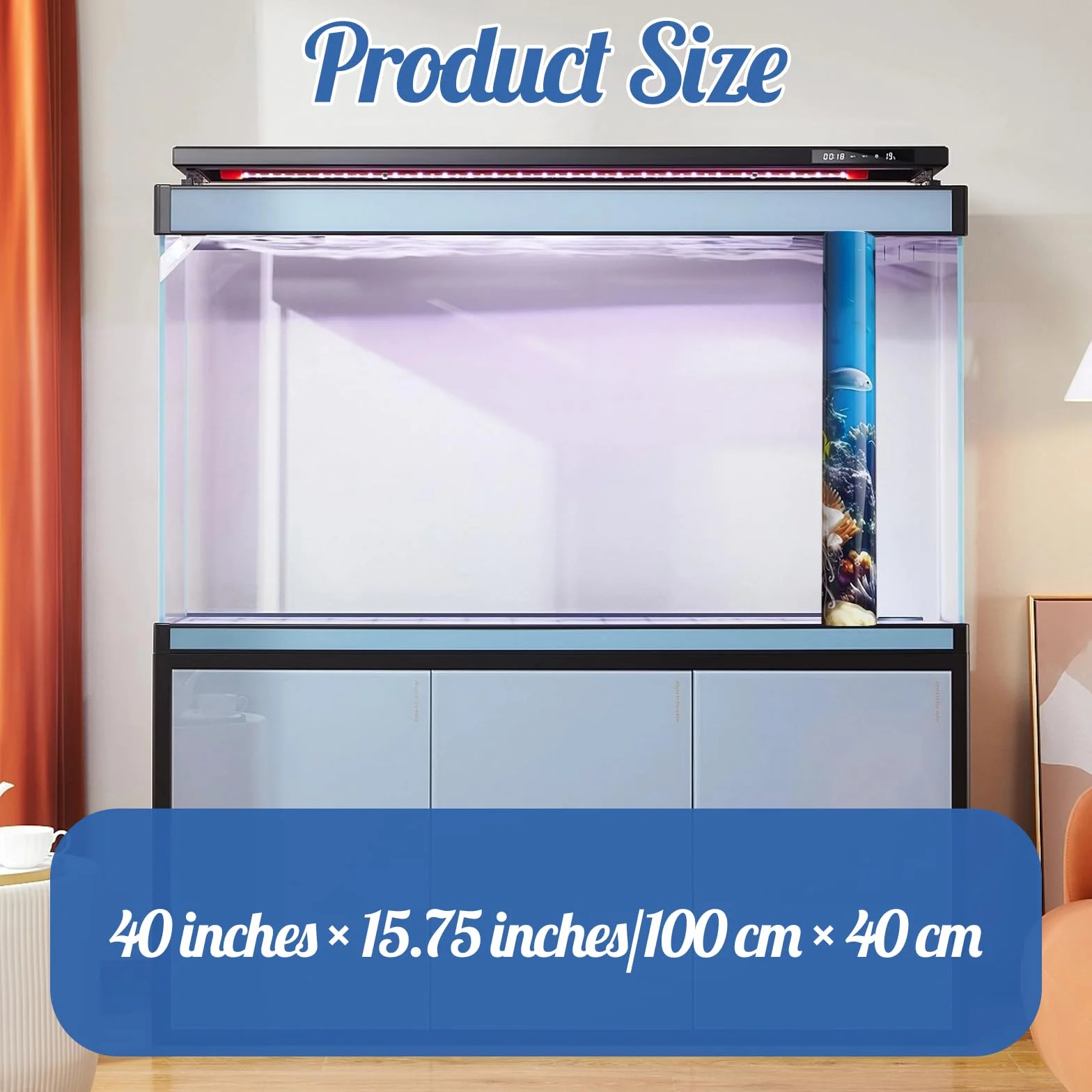 Yootiko Plakat na tle akwarium PVC Tylna ściana akwarium Statyczna folia klejąca 100 x 40 cm