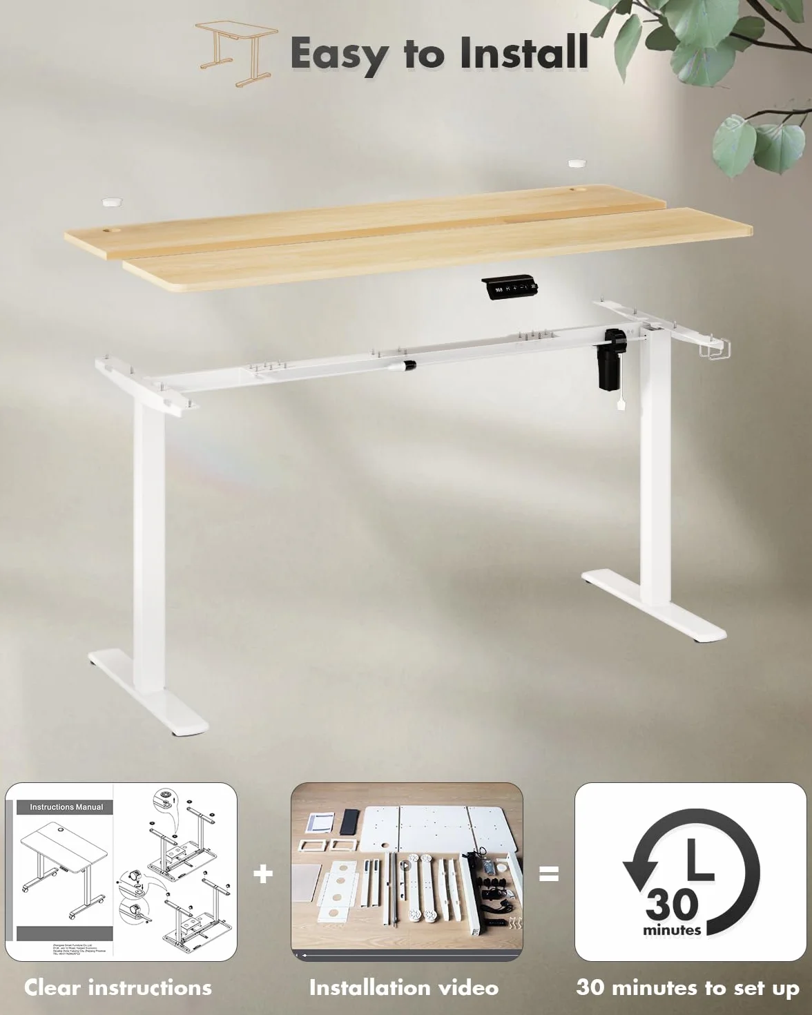 JUMMICO Biurko z elektryczną regulacją wysokości, ergonomiczne siedzisko z blatem, biurko komputerowe z regulacją wysokości, biurko z regulacją wysokości, 100 x 60 cm, beżowe