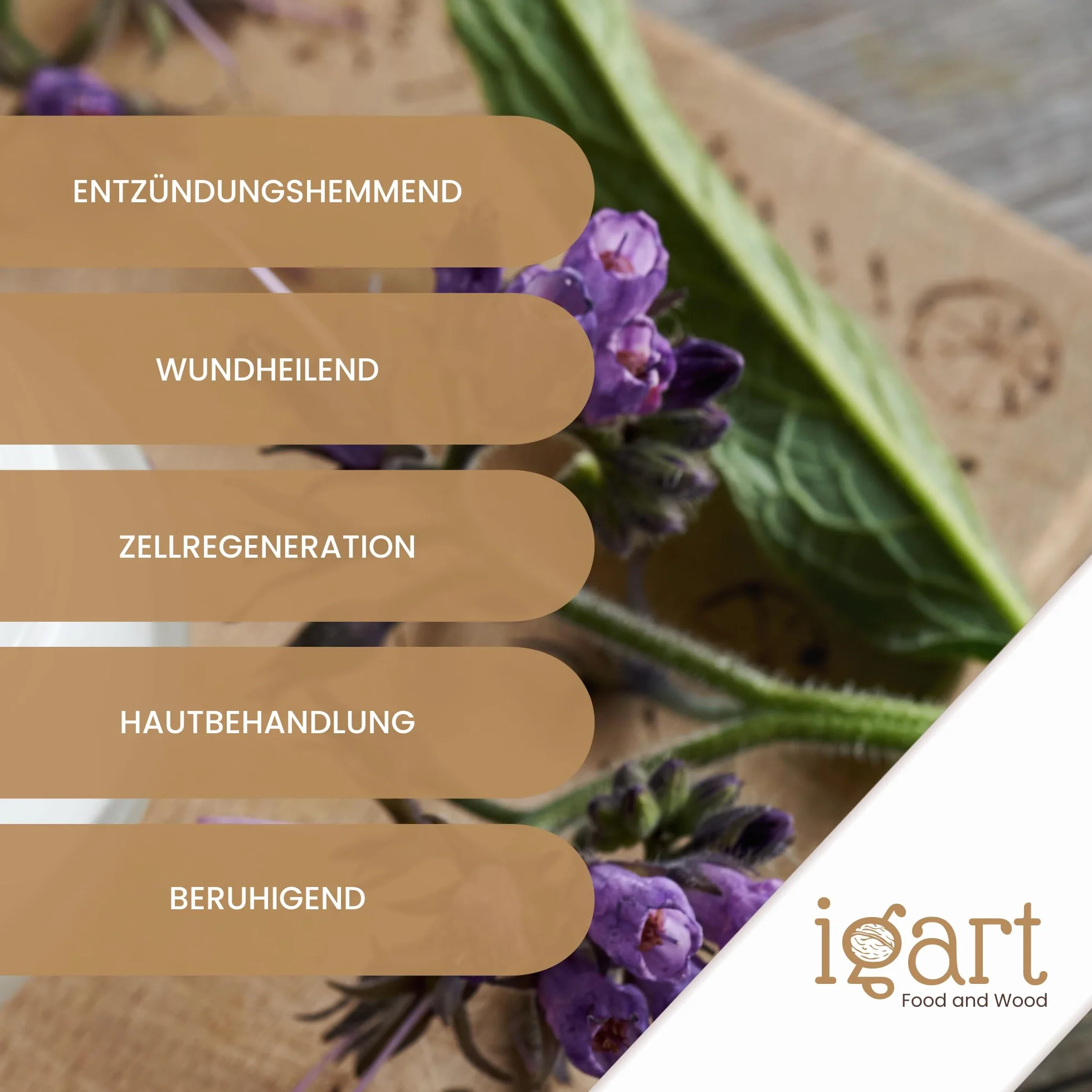 IGART FOOD & WOOD Korzeń Żywokostu Lekarskiego Suszony Pocięty Jakość 1A Surowiec Zielarski Naturalny Do Nawozów Organicznych, Barwienia i Zastosowań Zewnętrznych (200g)
