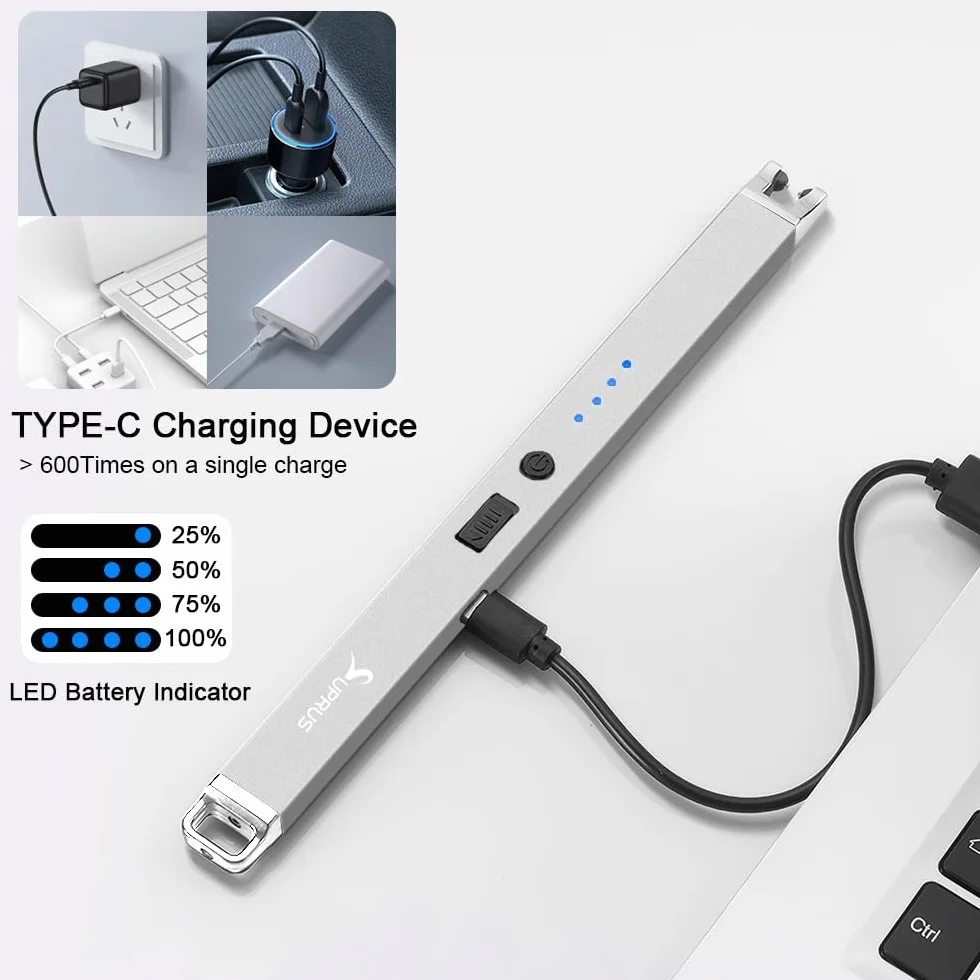 Elektryczna zapalniczka łukowa wiatroszczelna USB bezpłomieniowa ładowalna z zamkiem bezpieczeństwa do świecy