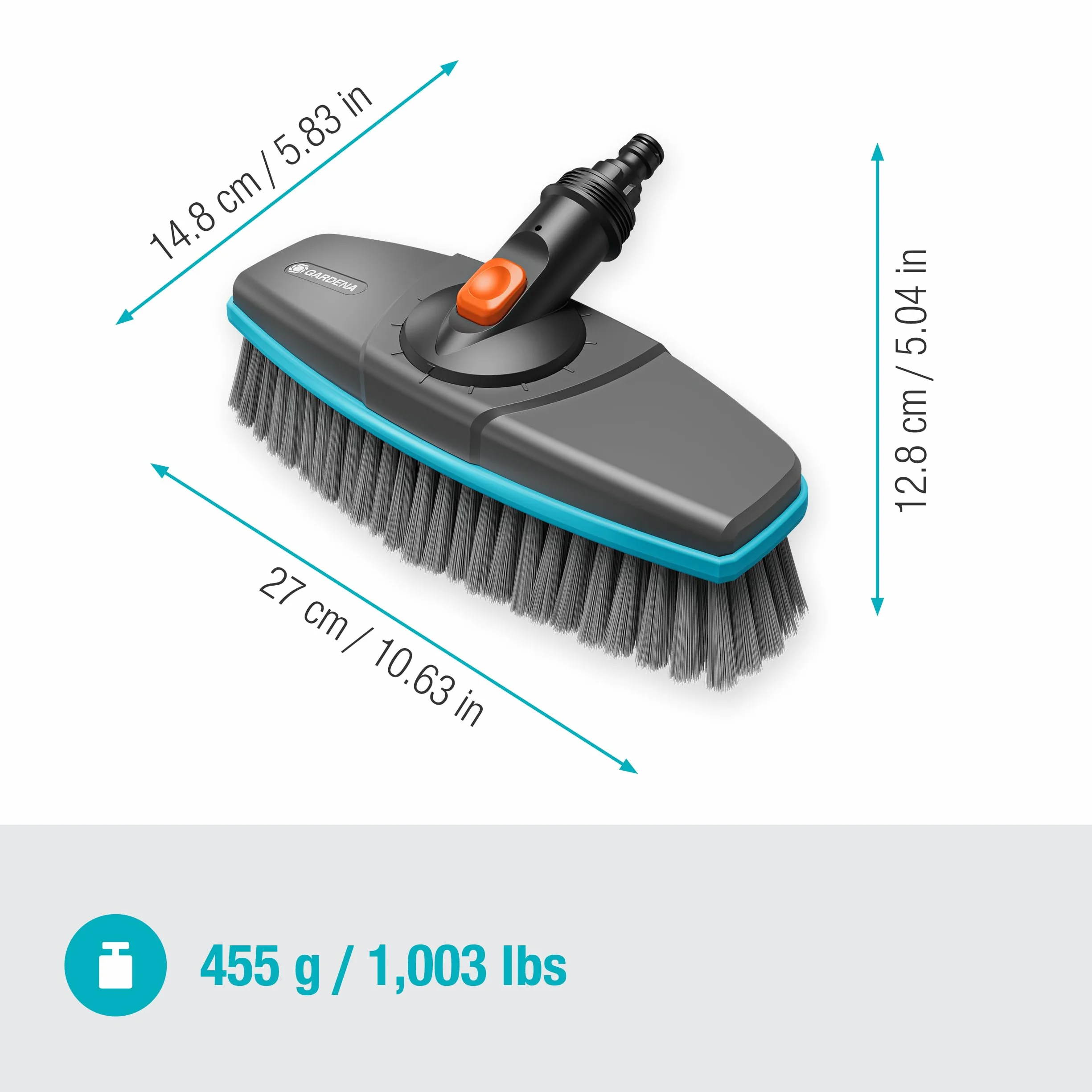 Gardena Szczotka do trzonka Cleansystem soft: do czyszczenia delikatnych powierzchni, miękkie włosie, obrotowa, do połączenia z trzonkiem Cleansystem, do większych powierzchni (18810-20)